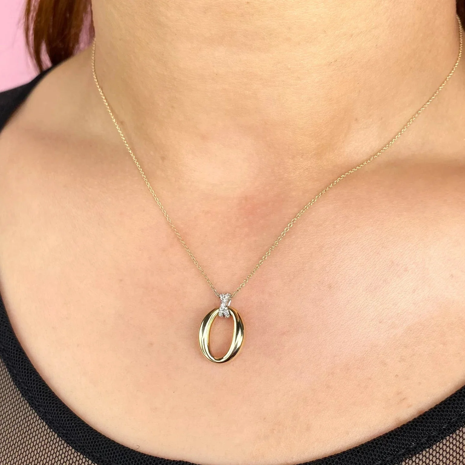 0.04ctw Diamond Oval Necklace - Image 2