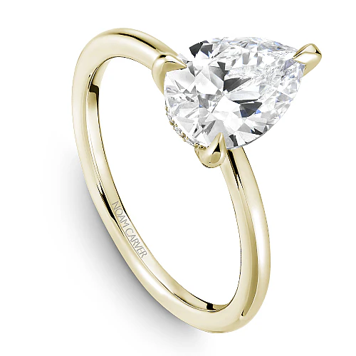 0.05ctw Diamond Hidden Halo Pear Shaped Engagement Ring - Image 3