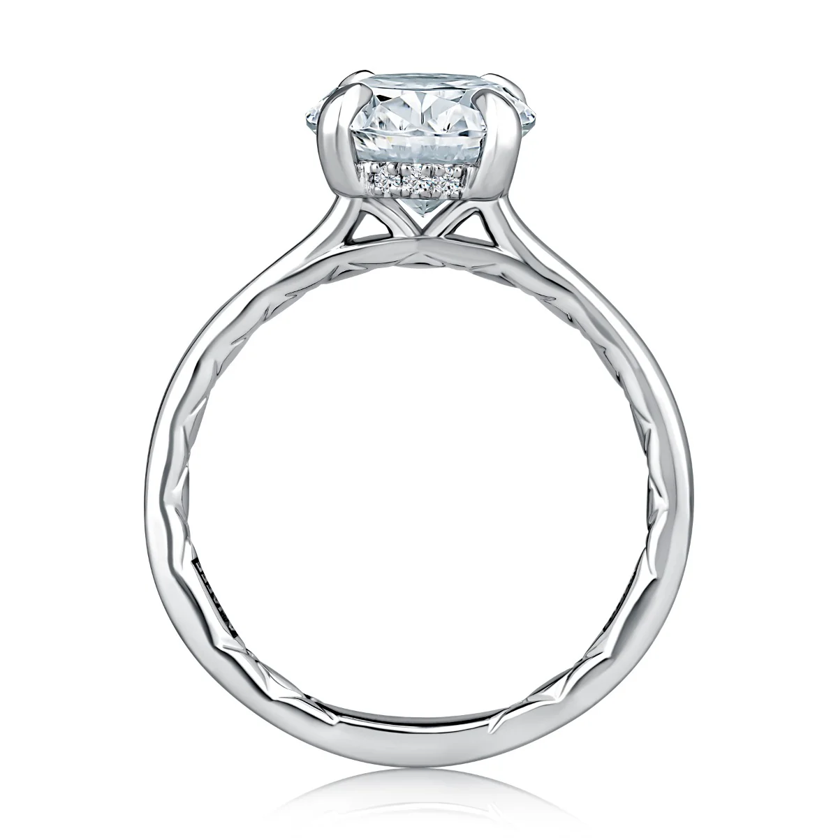 0.08ctw Hidden Halo Oval Solitaire Diamond Engagement Ring - Image 2