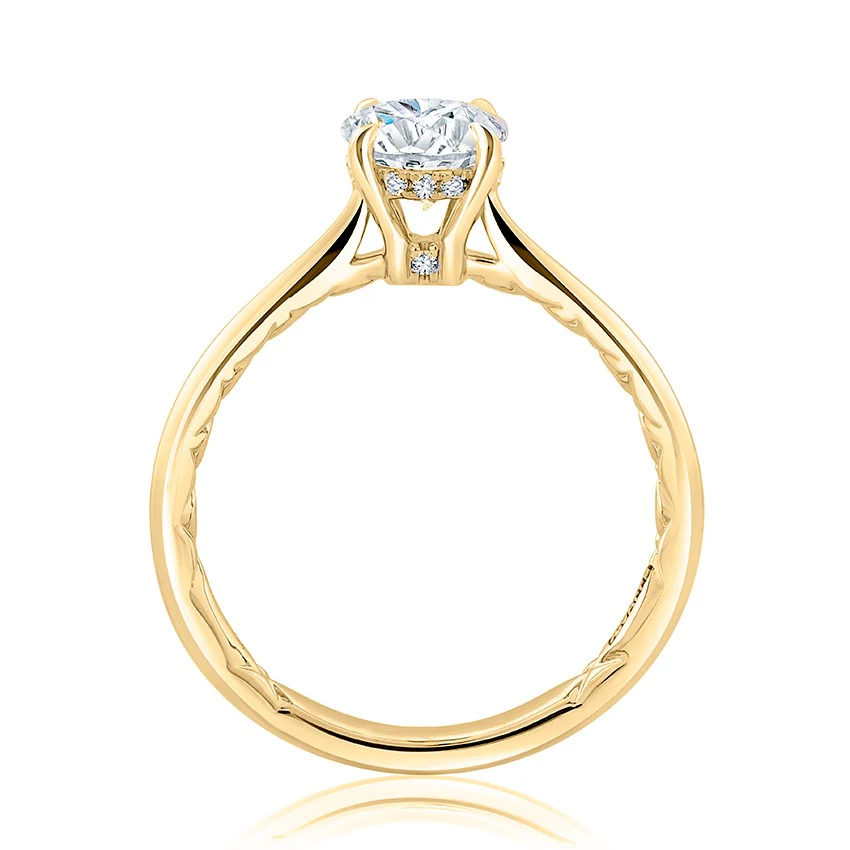 0.08ctw Hidden Halo Oval Solitaire Diamond Engagement Ring - Image 2