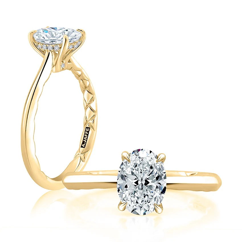 0.08ctw Hidden Halo Oval Solitaire Diamond Engagement Ring - Image 3