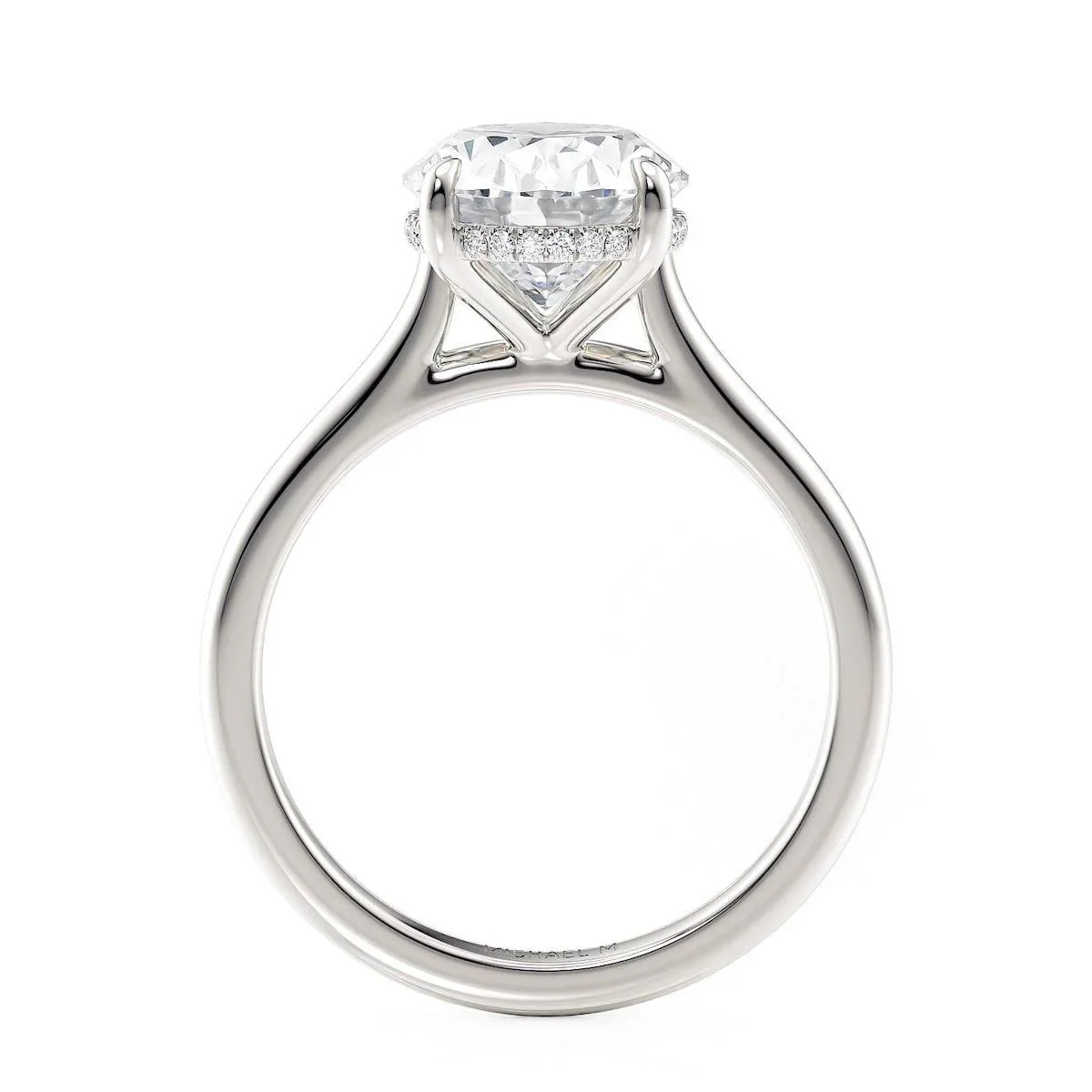 0.08ctw Oval-Cut Hidden Halo Diamond Solitaire - Image 3