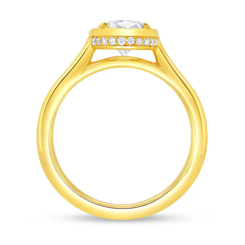 0.09ctw Oval Bezel Engagement Ring - Image 2