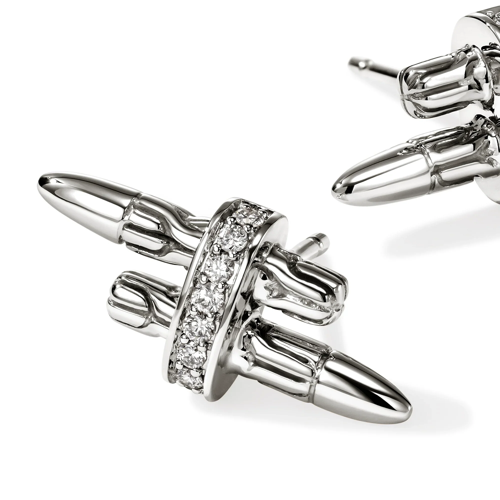 0.12ctw Diamond Spear Stud Earrings - Image 2