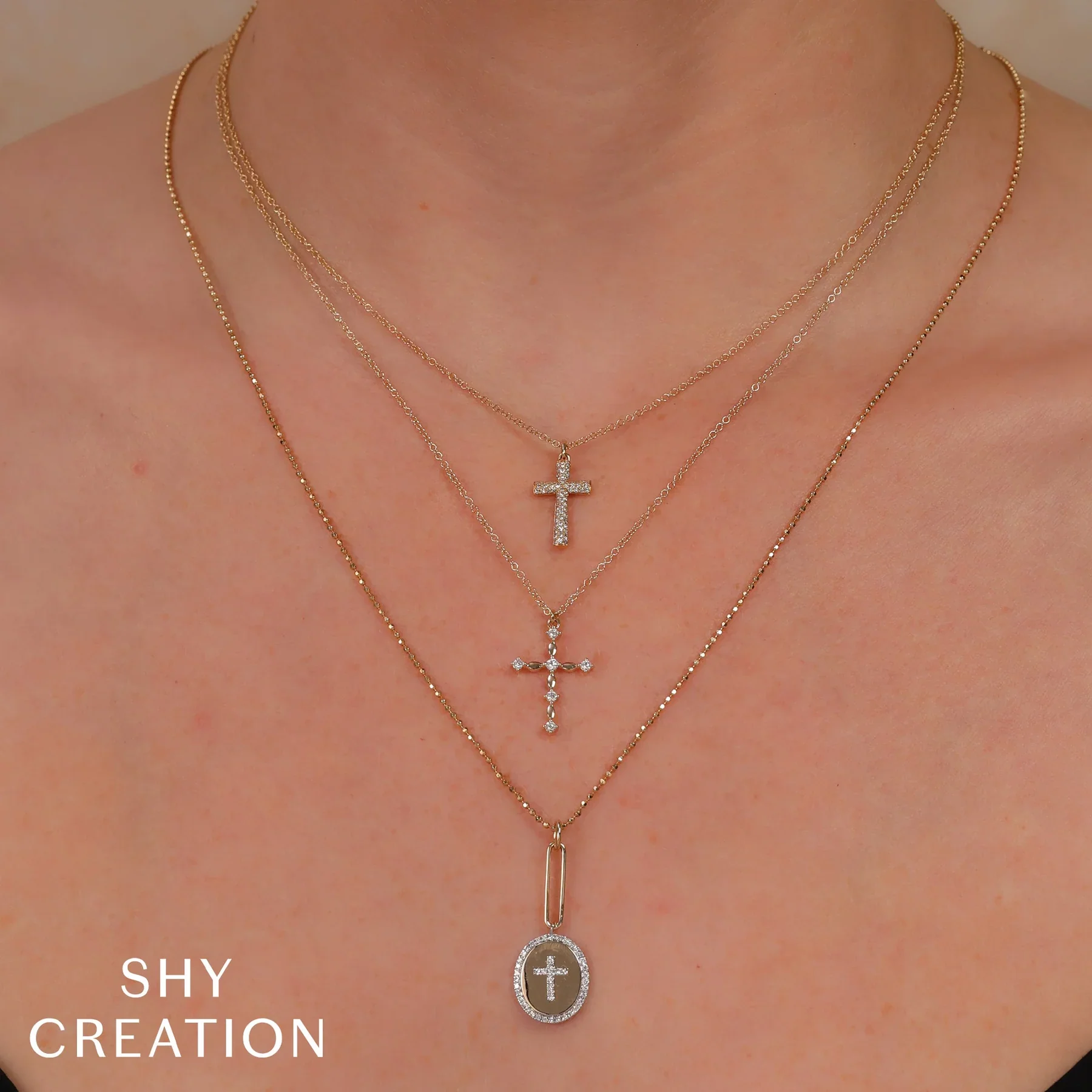 0.14ctw Diamond Pave Cross Necklace - Image 2