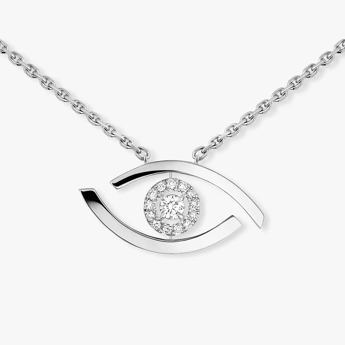 0.15ctw White Gold Diamond Lucky Eye Necklace - Image 2