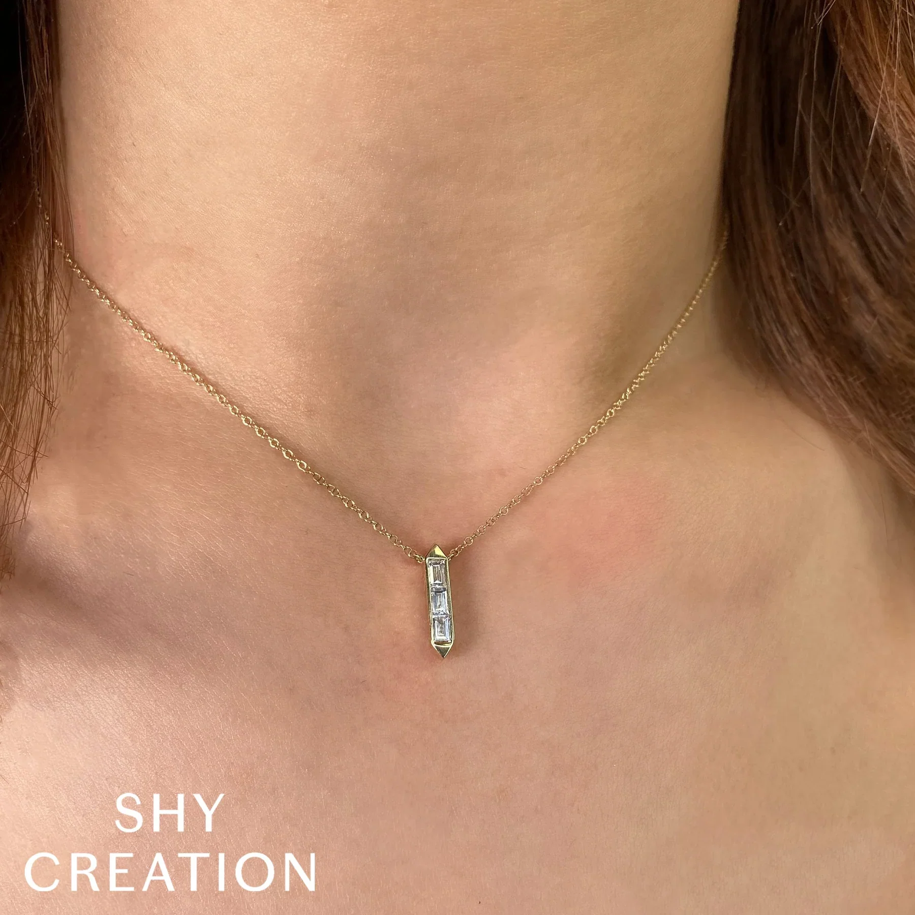 0.18ctw Diamond Baguette Necklace - Image 2