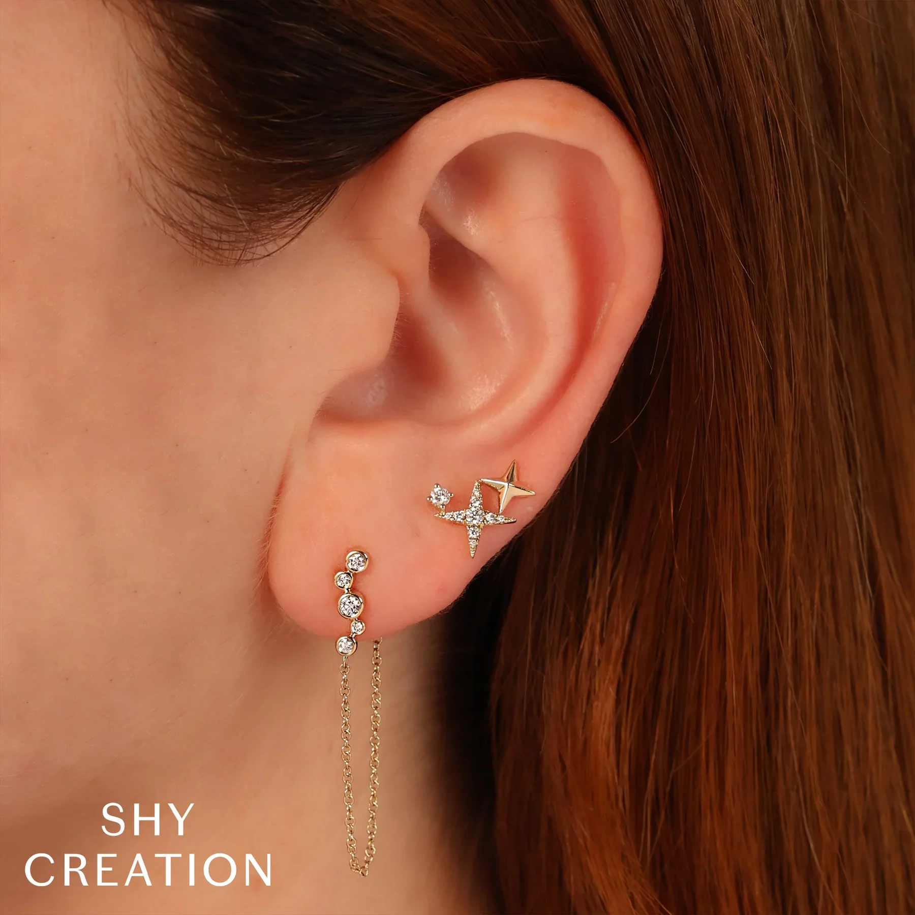 0.22ctw Diamond Star Stud Earring - Image 2