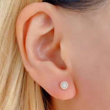0.24ctw Diamond Halo Earring, 14K Yellow Gold - Image 2