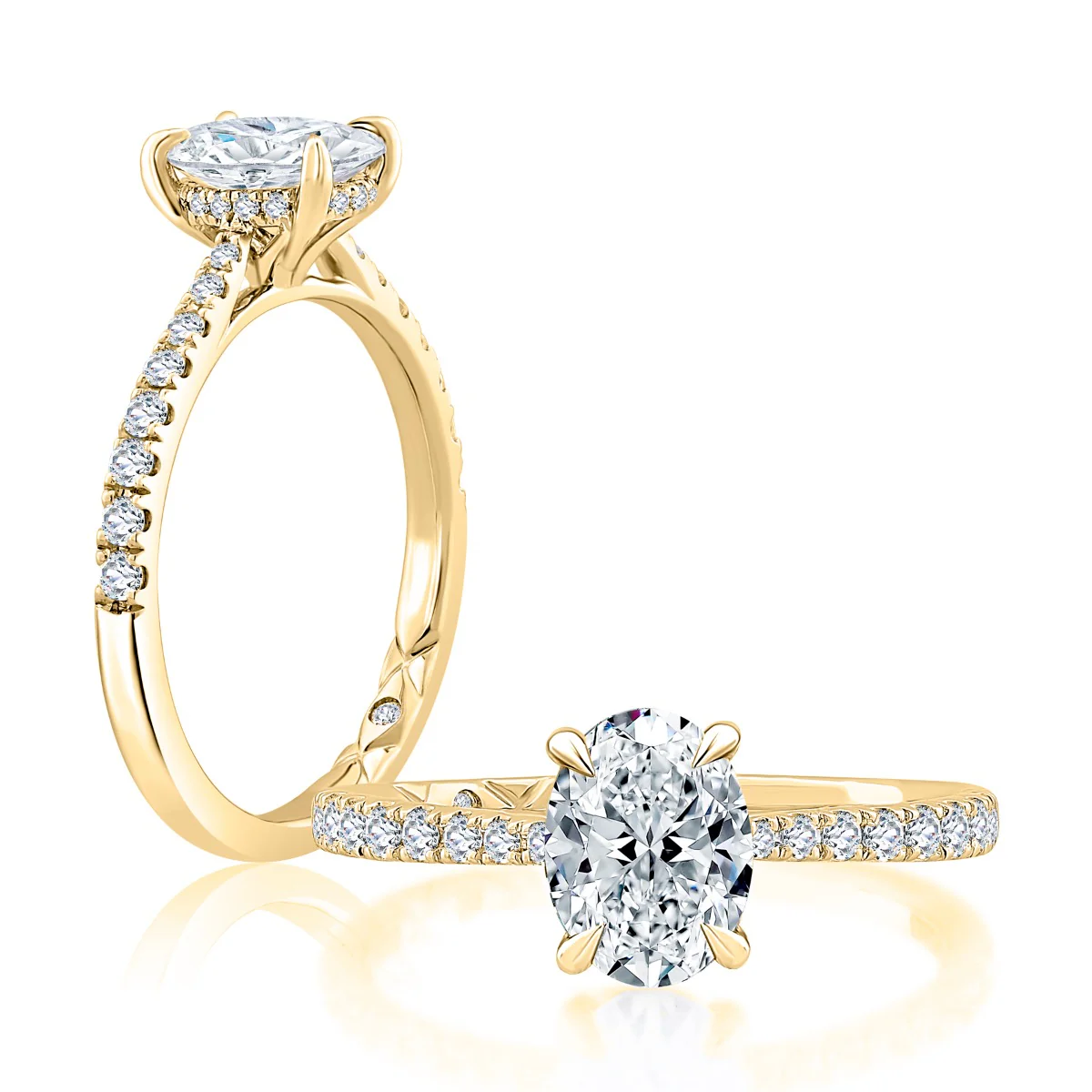 0.28ctw Hidden Halo Oval Solitaire Diamond Engagement Ring - Image 2