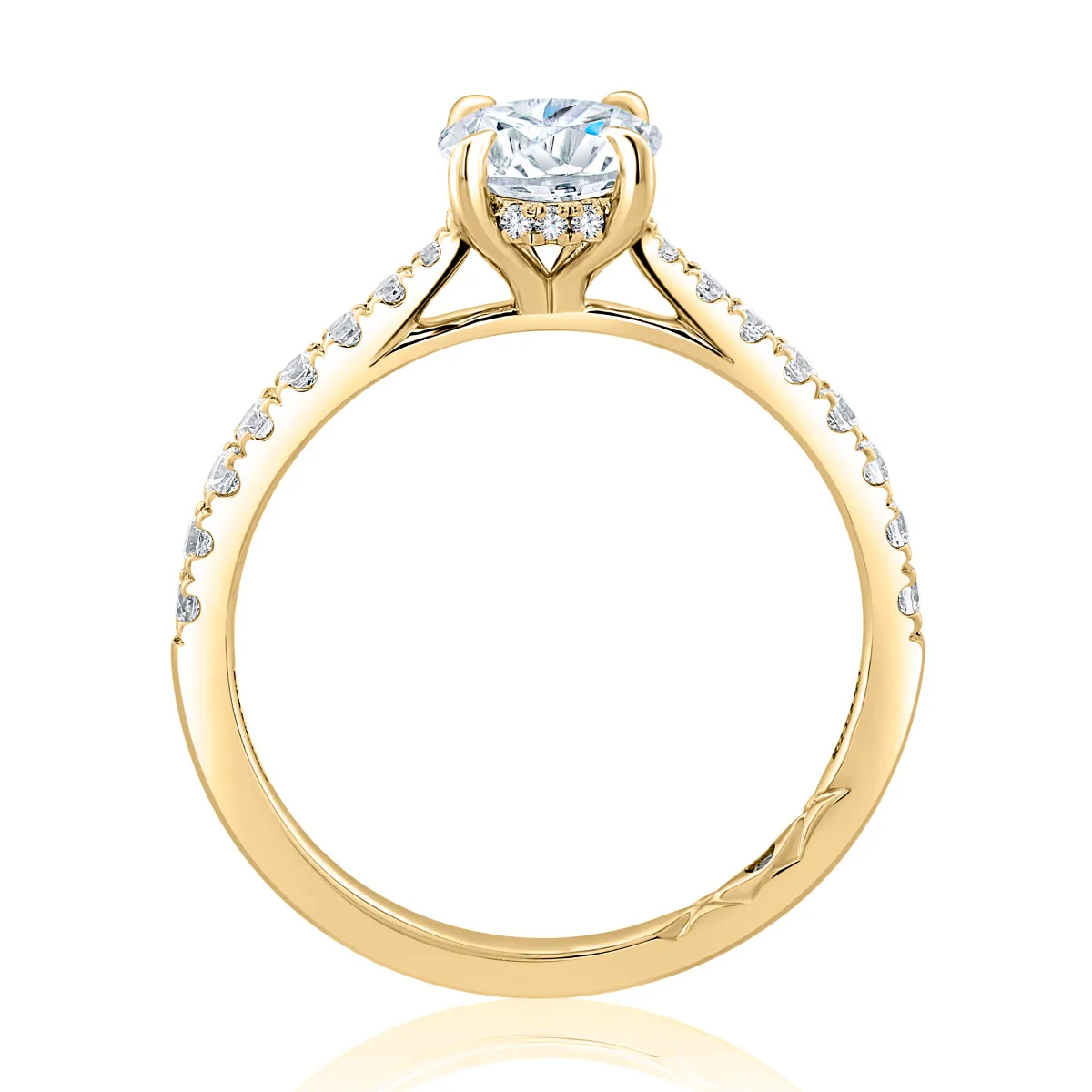 0.28ctw Hidden Halo Oval Solitaire Diamond Engagement Ring - Image 3