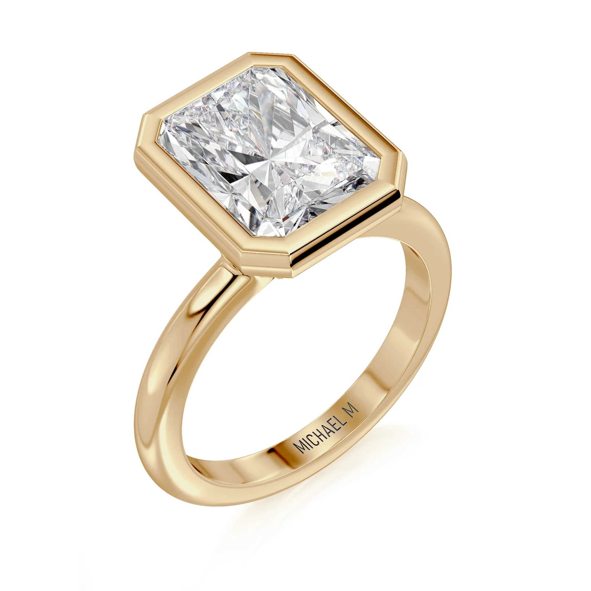 0.30ctw Diamond Radiant Bezel Set Engagement Ring - Image 3