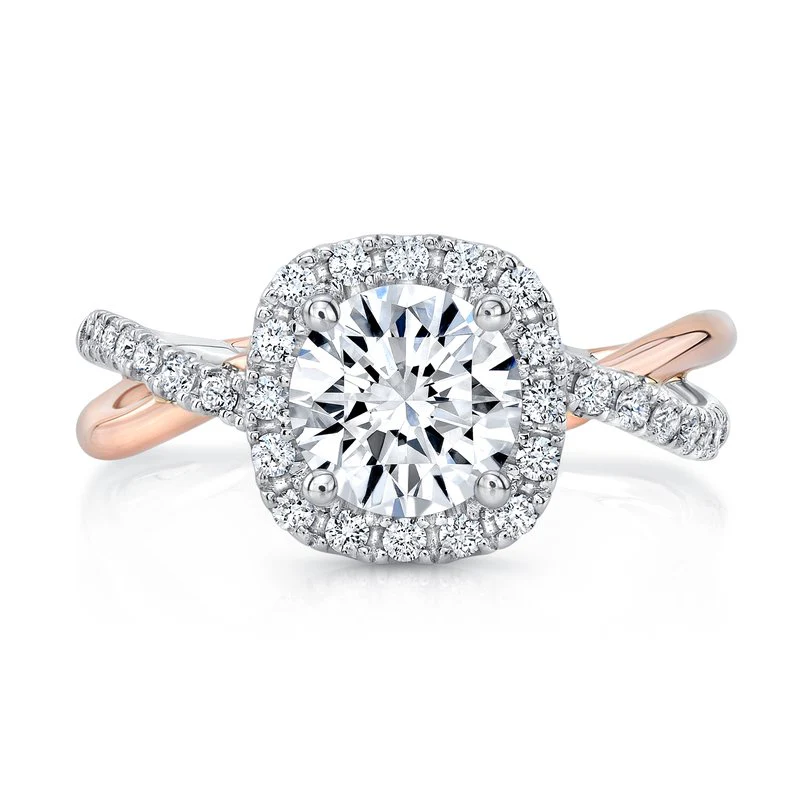 0.33ctw Diamond Halo Twist Engagement Ring - Image 2