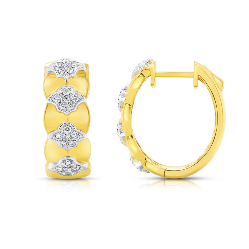 0.36ctw Diamond Quilt Hoop Earrings - Image 2