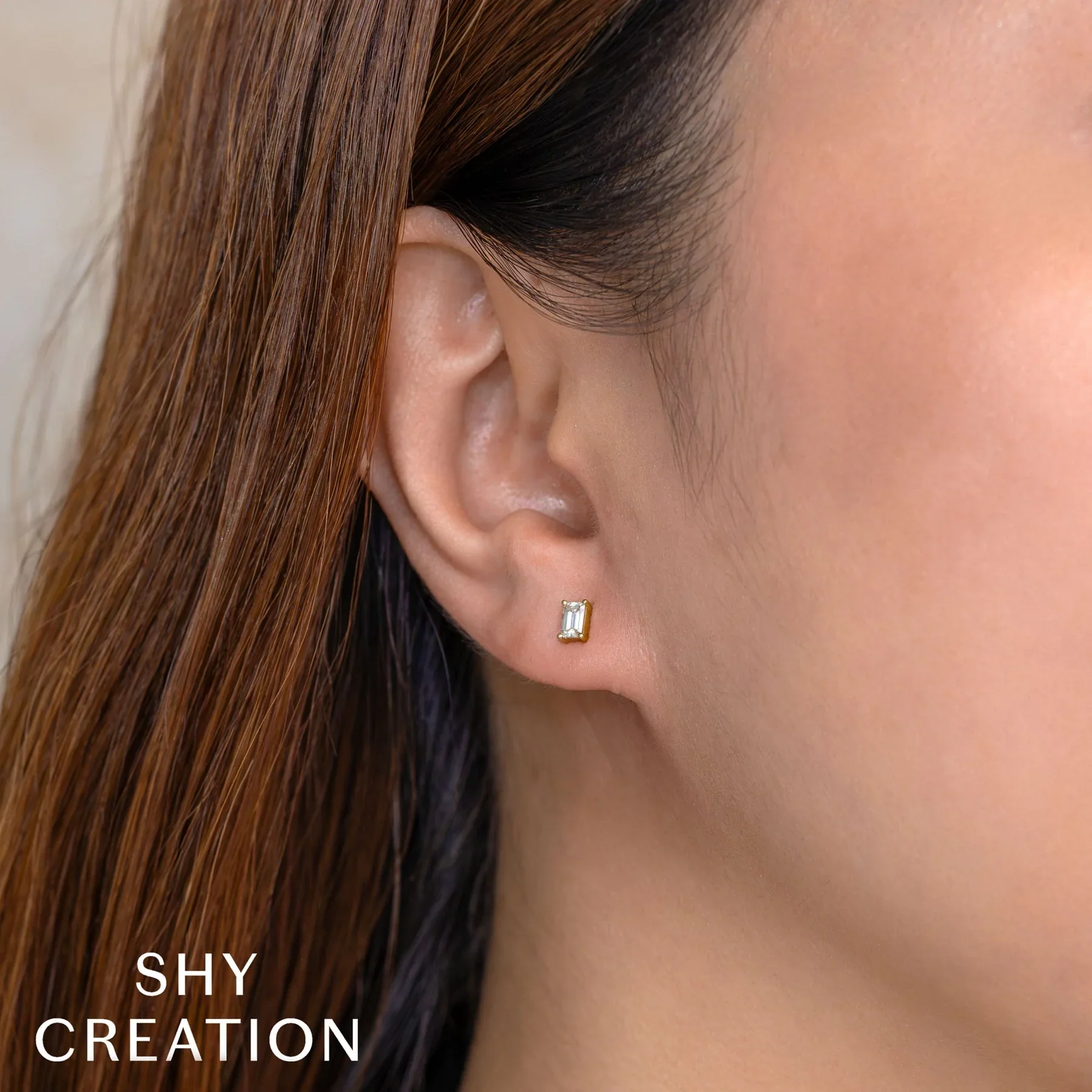 0.40ctw Diamond Emerald Stud Earrings - Image 2