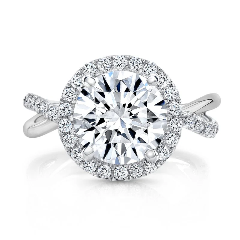 0.40ctw Diamond Halo Twist Engagement Ring - Image 2