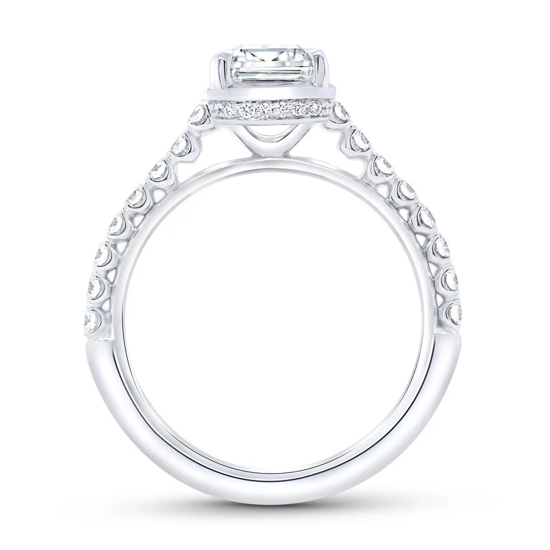 0.43ctw Emerald Cut Halo Engagement Ring - Image 2