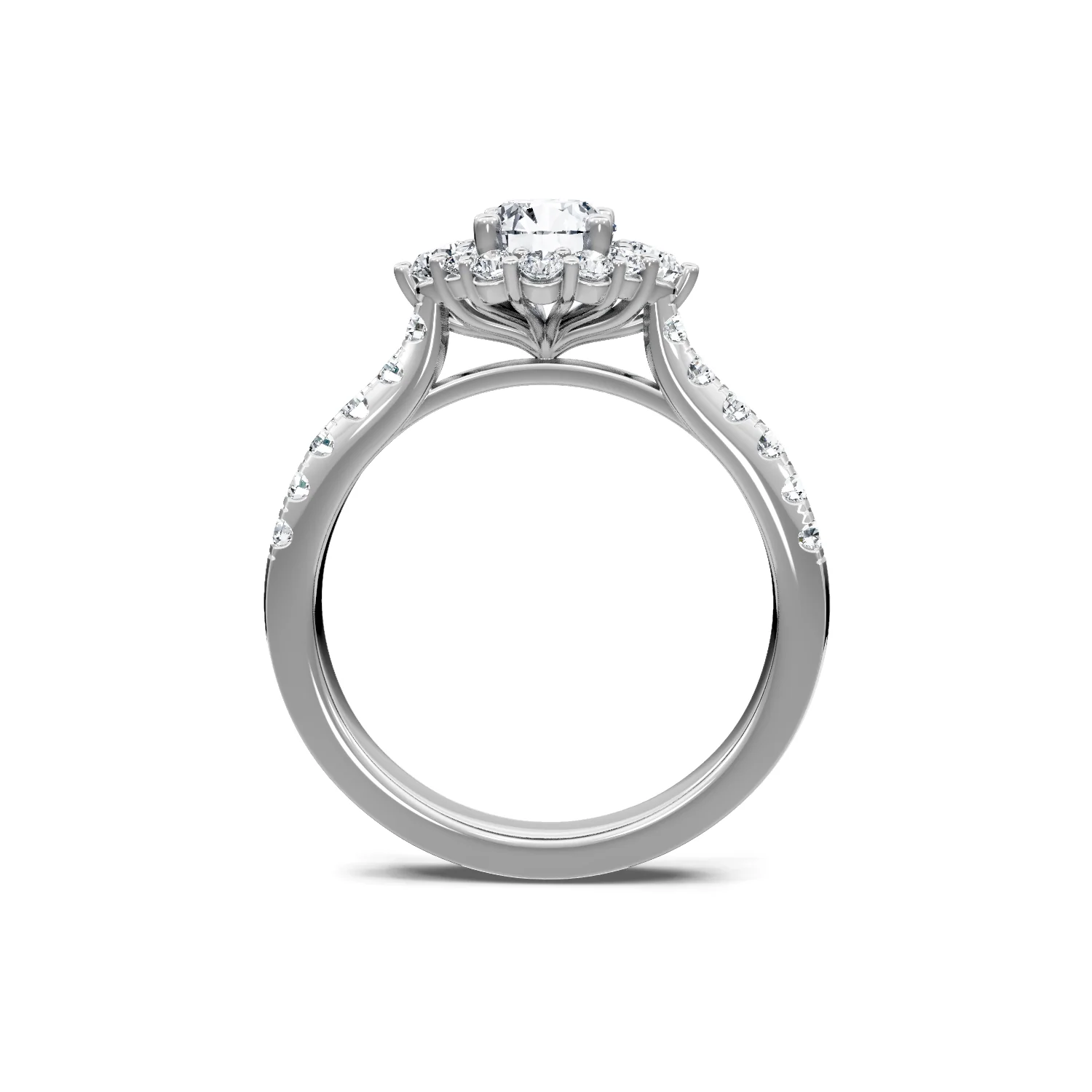 0.56ctw Round Diamond Halo Engagement Ring - Image 3