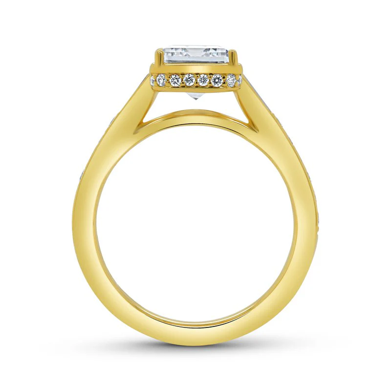 0.58ctw Emerald Cut Bezel Engagement Ring - Image 2