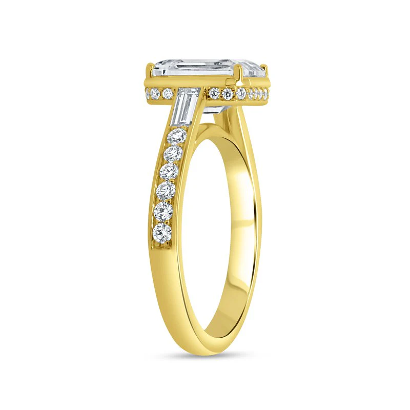 0.58ctw Emerald Cut Bezel Engagement Ring - Image 3