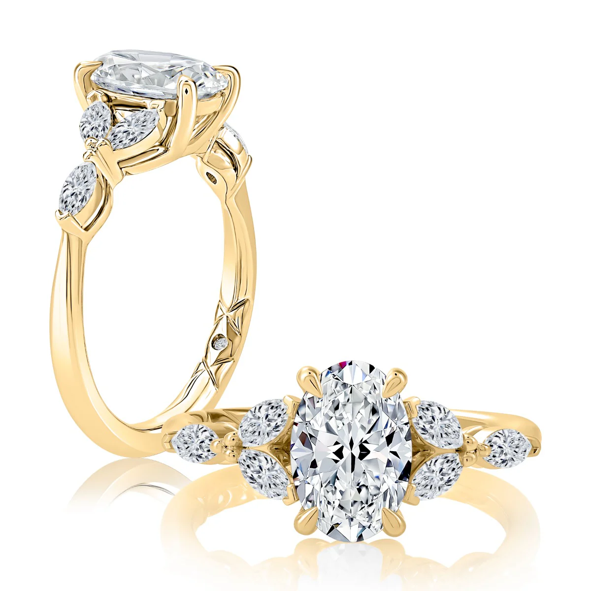 0.60ctw Floral Inspired Oval Engagement Ring - Image 2