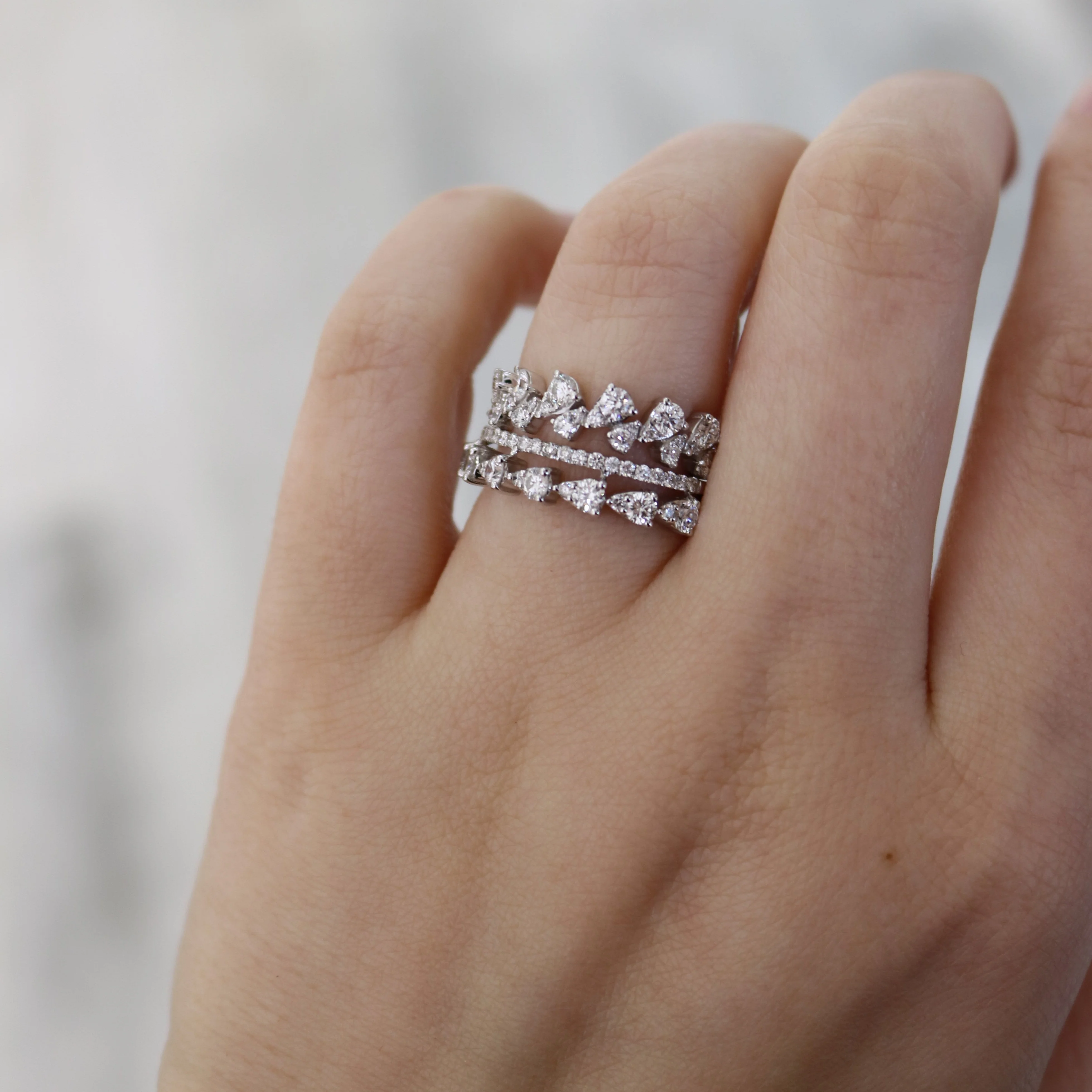 Diamond 2-Row Fashion Ring - Image 3