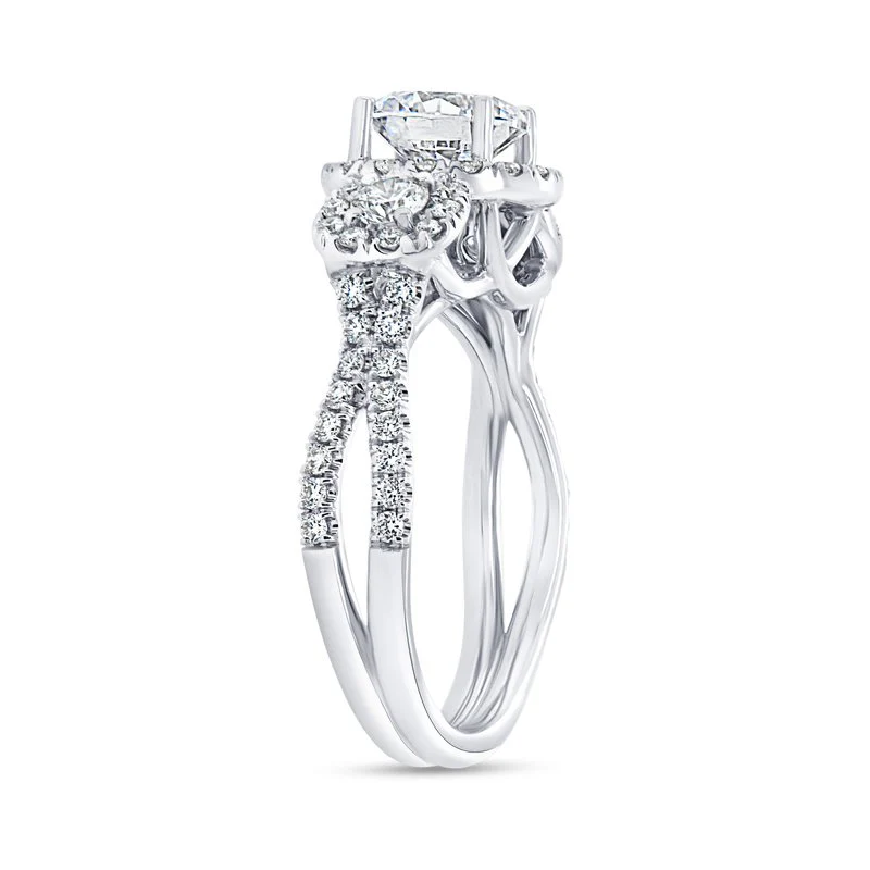 0.70ctw Diamond 3-Stone-Halo Engagement Ring - Image 2