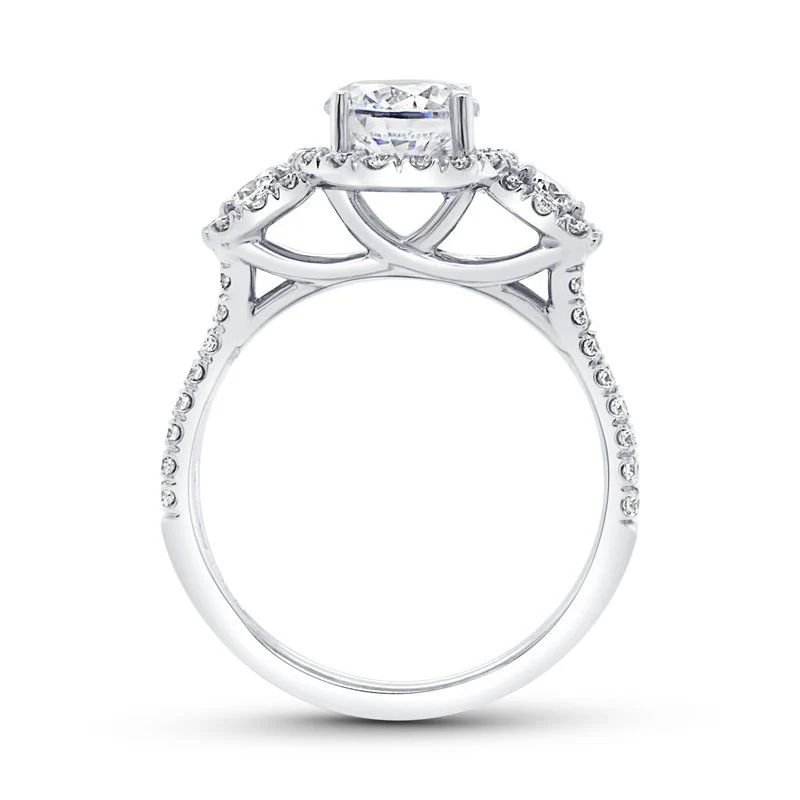 0.70ctw Diamond 3-Stone-Halo Engagement Ring - Image 3