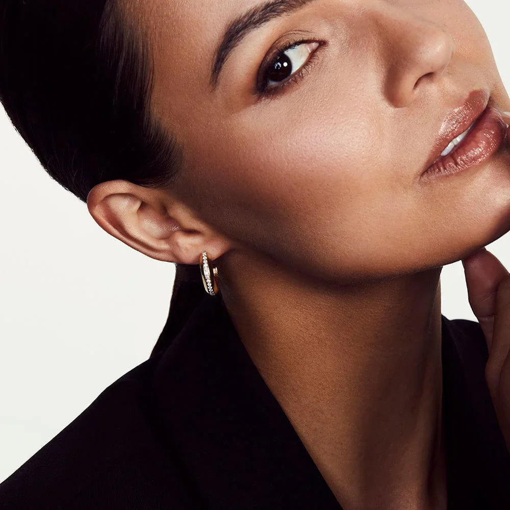0.70ctw Large Diamond Pavé Luxe Link Hoops - Image 2
