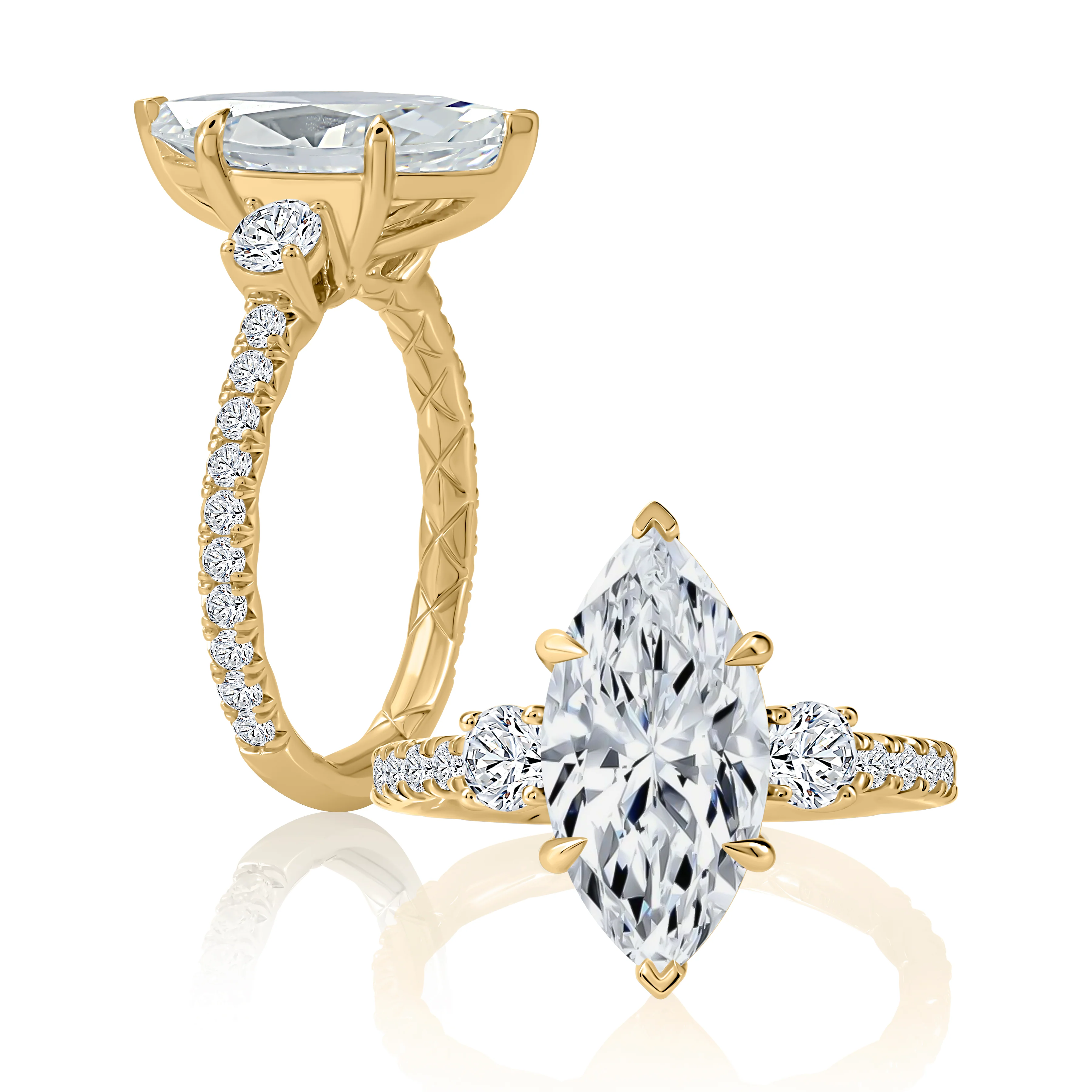 0.75ctw Three-Stone Marquise Diamond Engagement Ring - Image 2