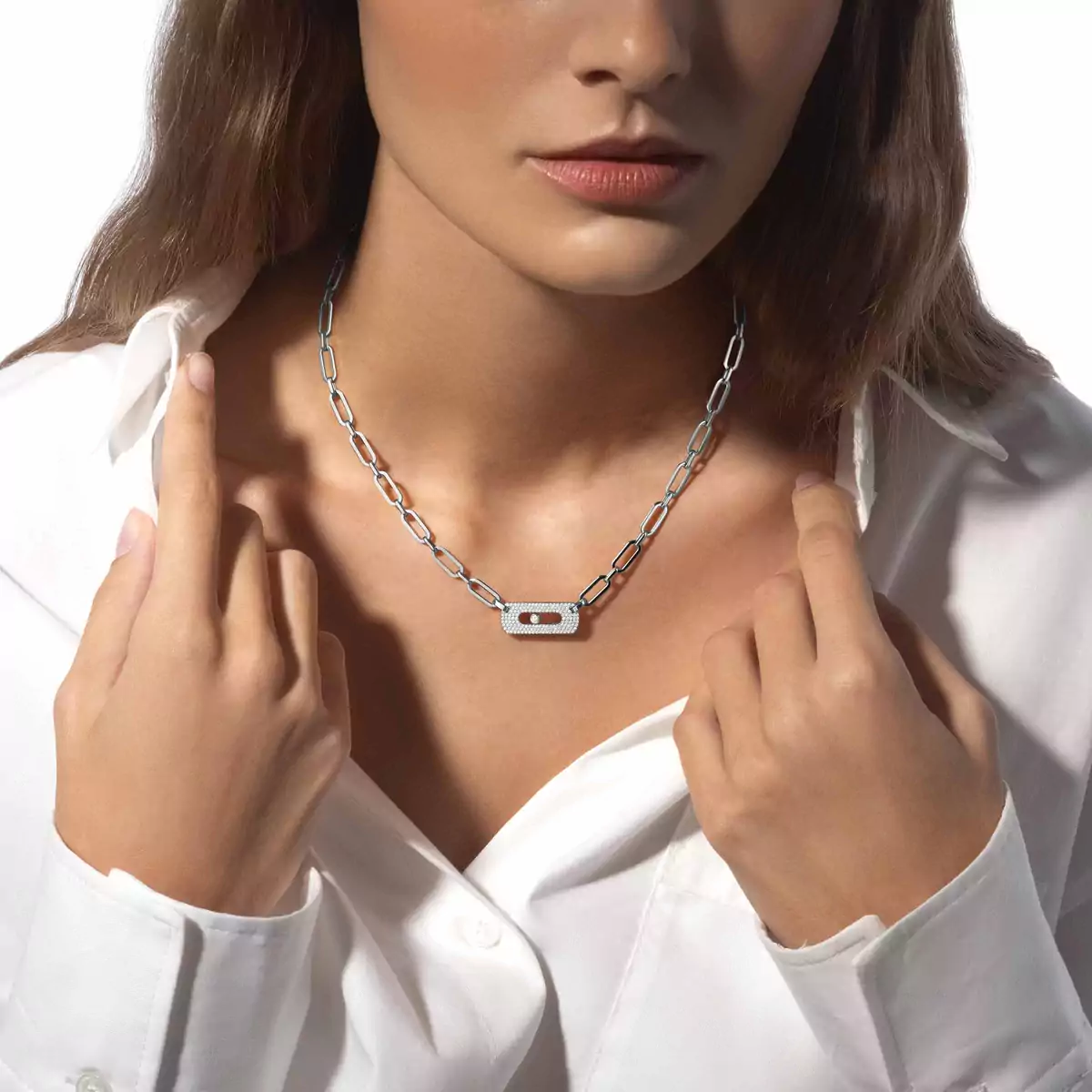 0.78ctw White Gold Diamond Link Necklace - Image 2