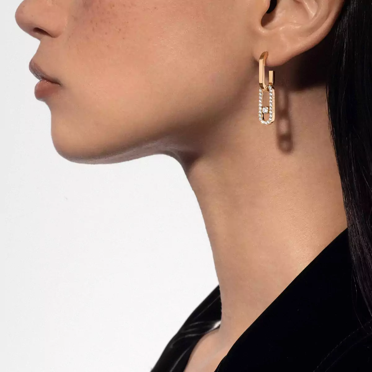 0.88ctw Yellow Gold Diamond Pavé Dangle Earrings - Image 2