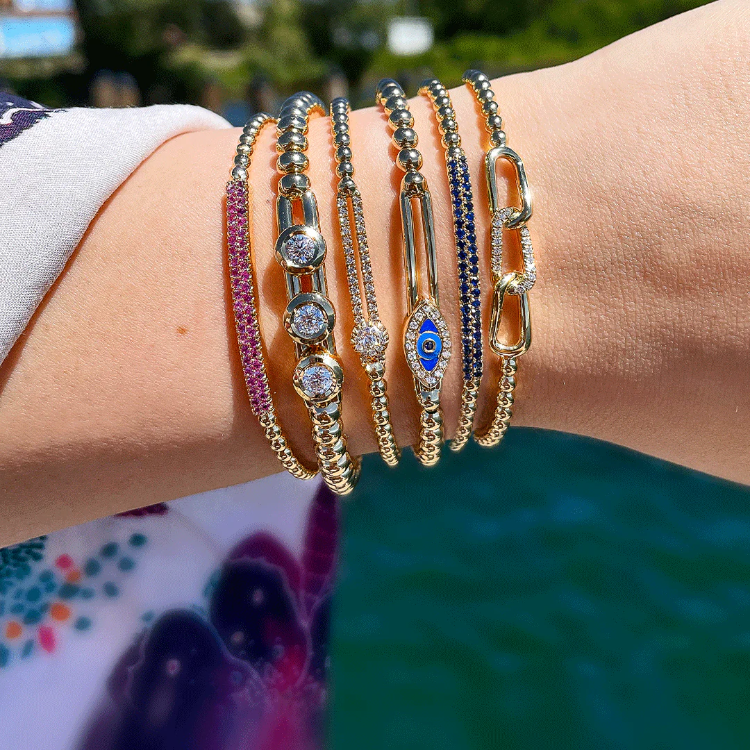 0.90ctw, 18K Yellow Gold Tresore Stretch Bracelet - Image 2