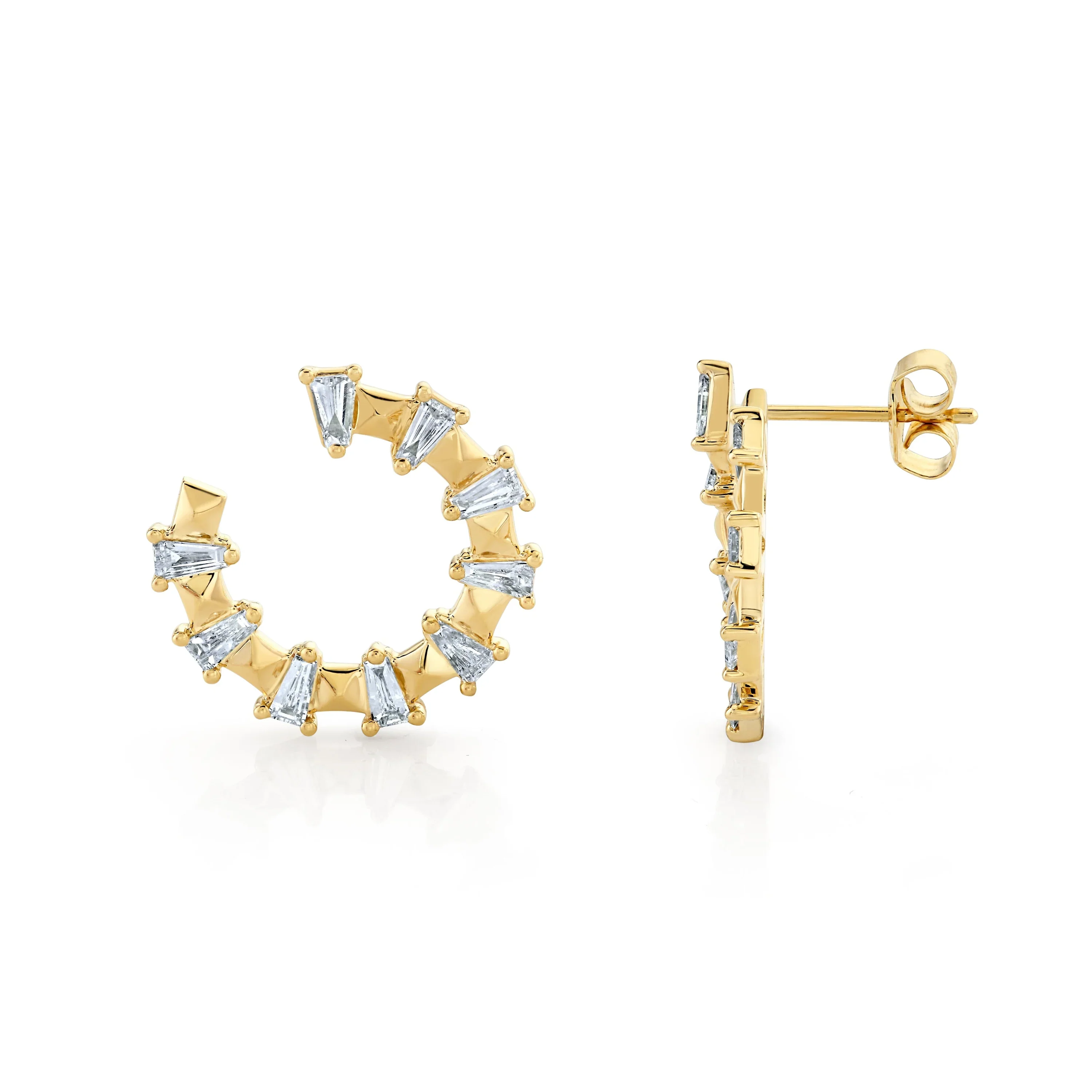 0.96ctw Montage Baguette Front-to-Back Hoops - Image 2