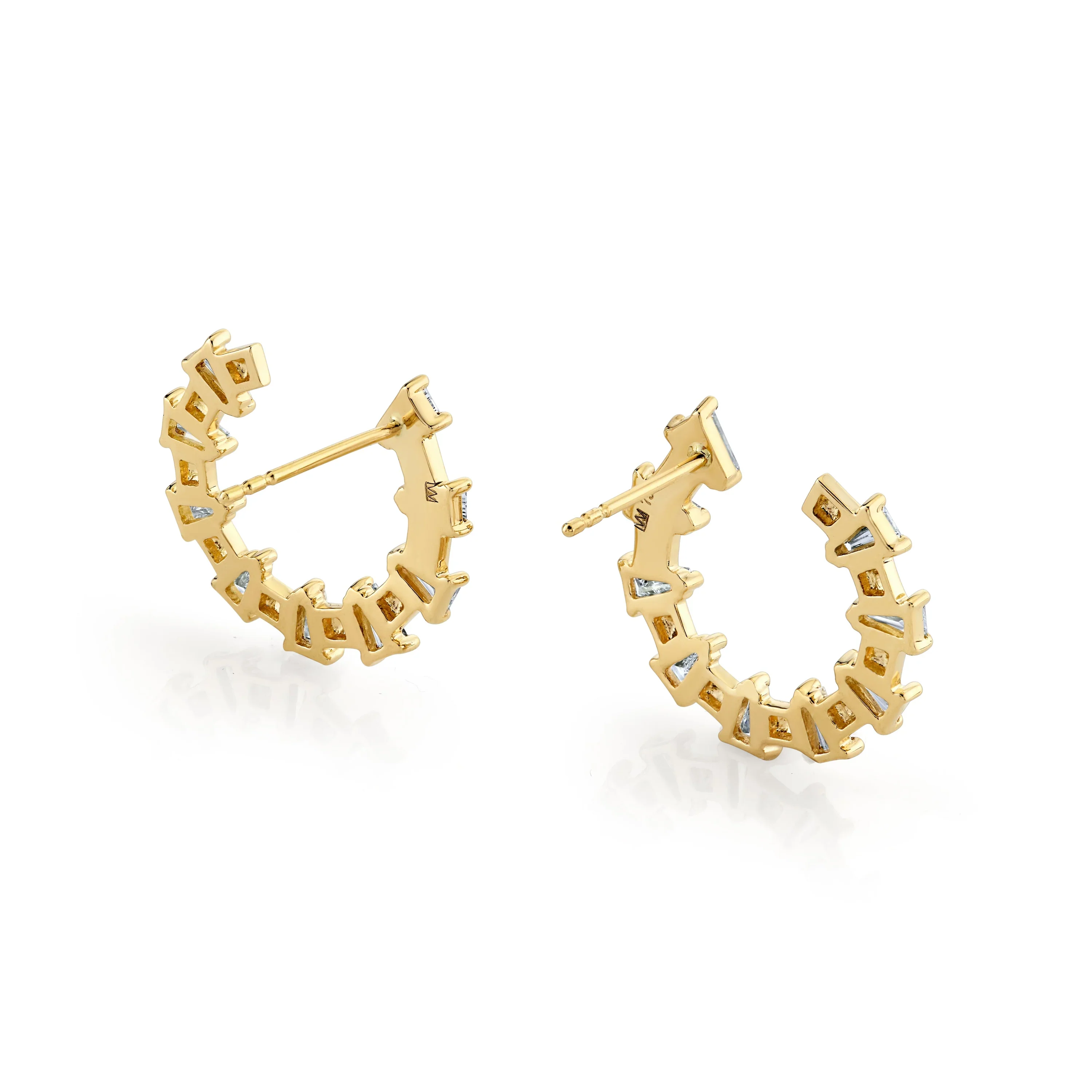 0.96ctw Montage Baguette Front-to-Back Hoops - Image 3