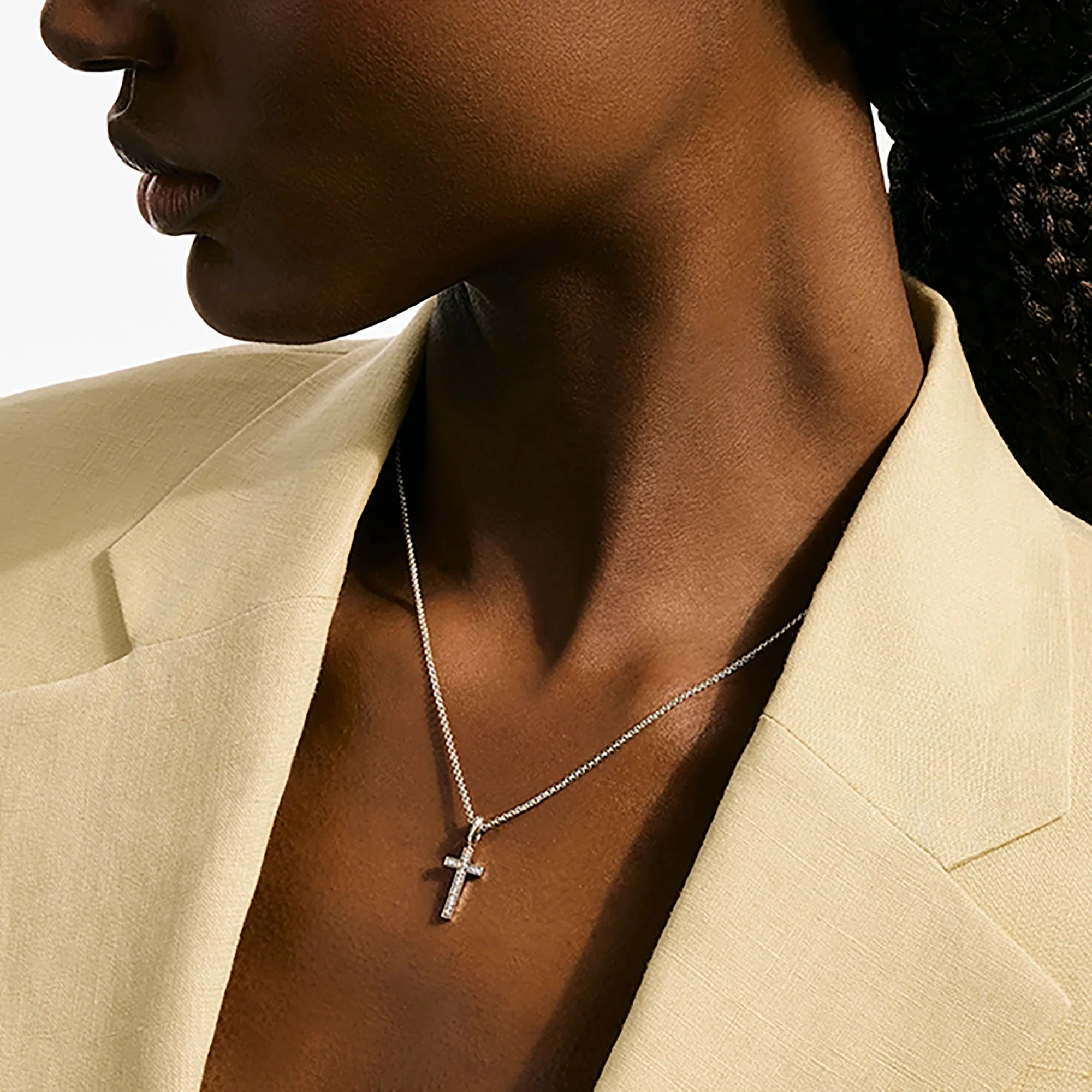 0.08ctw Diamond Cross Pendant Necklace - Image 2