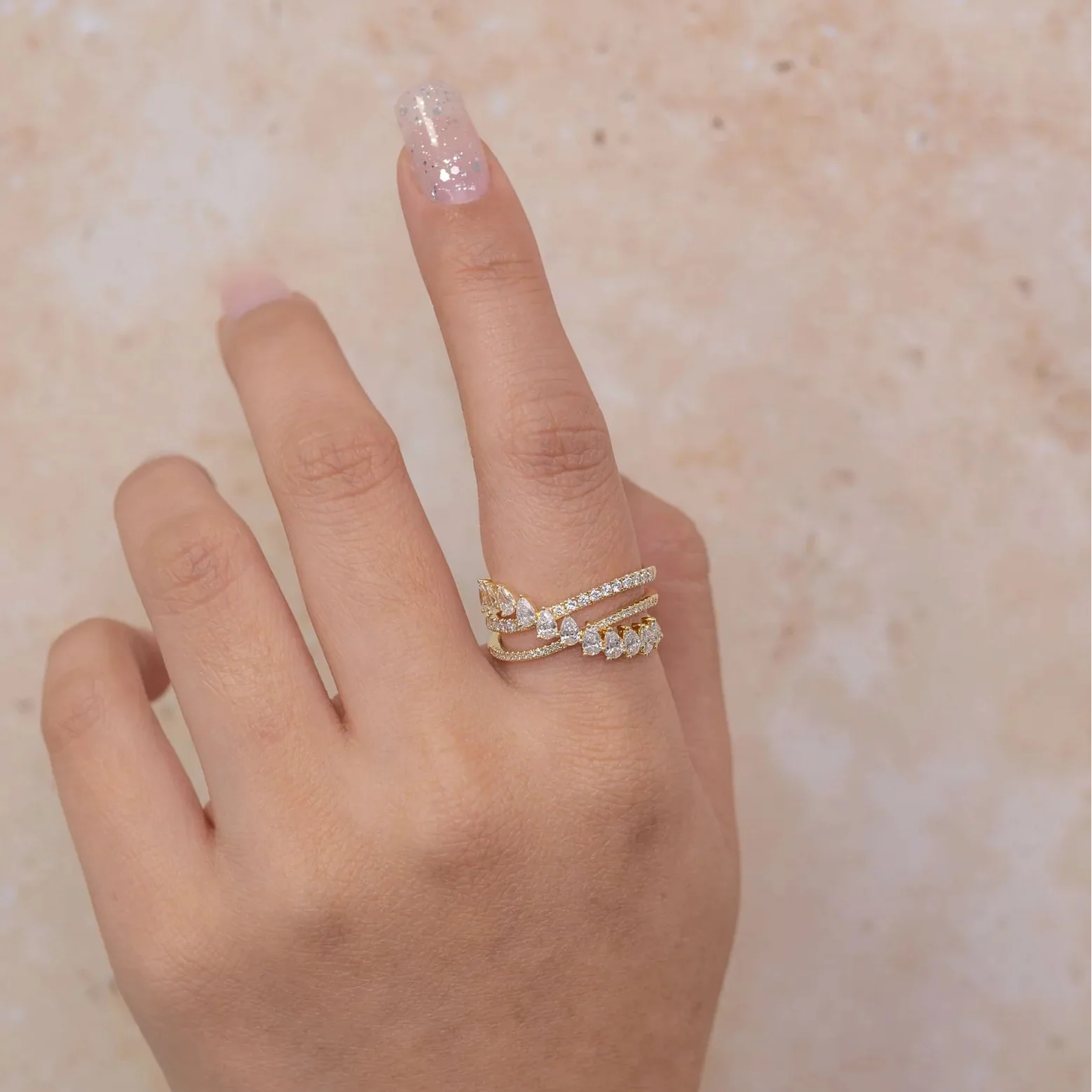 1.07ctw Diamond Pear Bridge Ring - Image 2