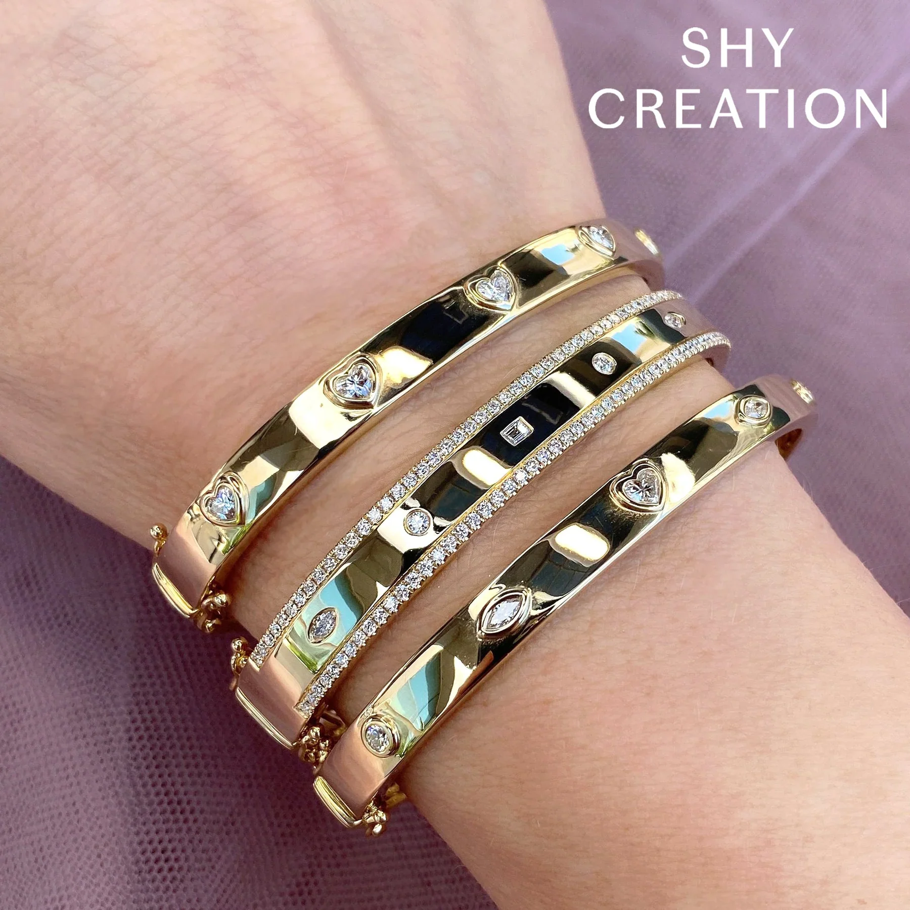 1.08ctw Mixed Shaped Diamond Bangle - Image 2