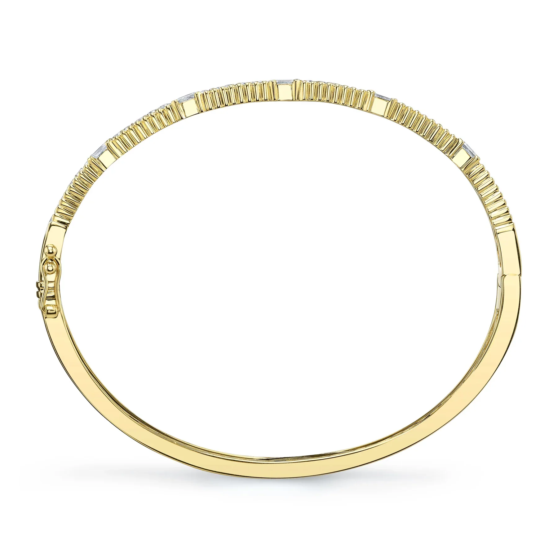 1.13ctw Diamond Emerald Ribbed Bangle - Image 2