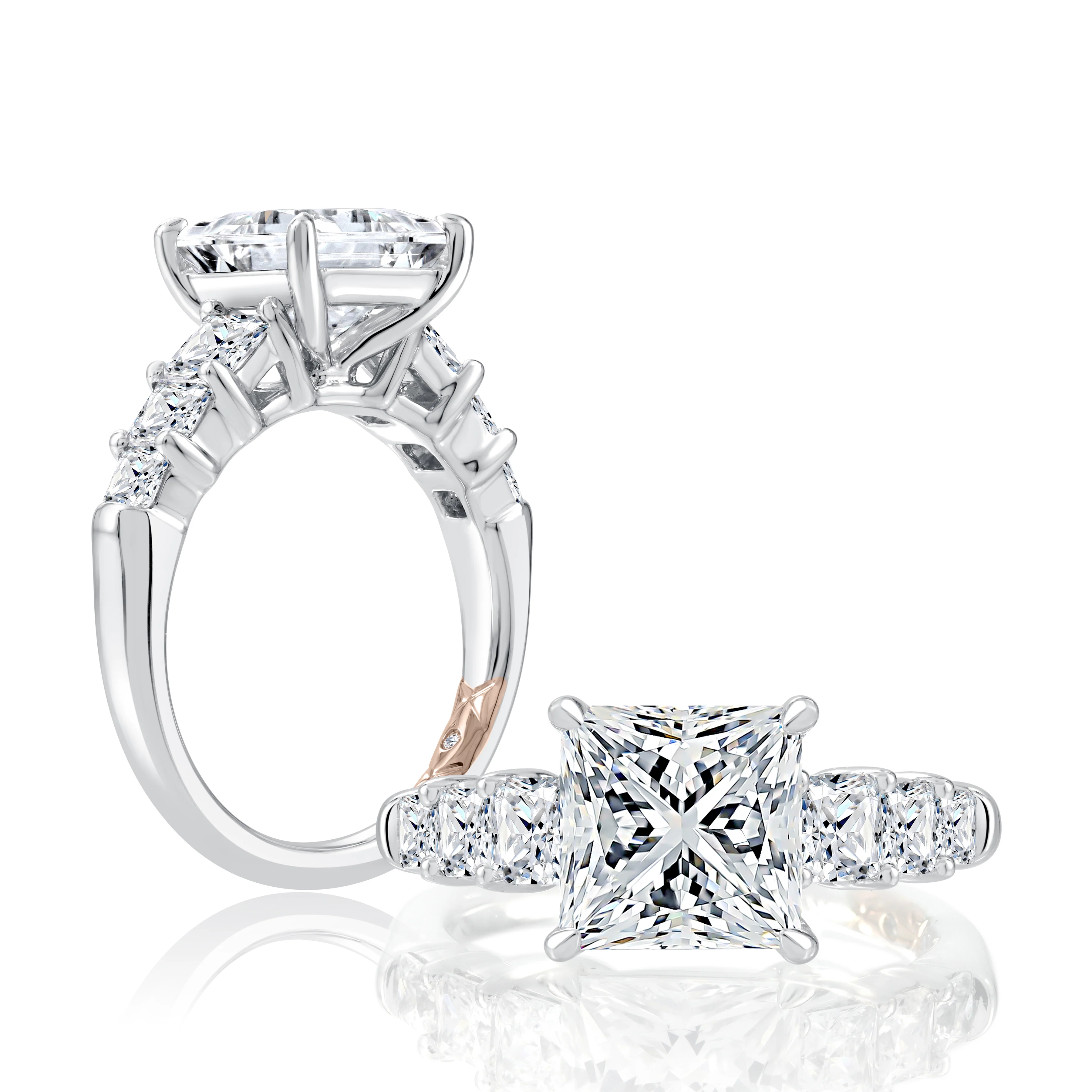V-Tip Prong Princess Cut Diamond Engagement Ring - Image 3