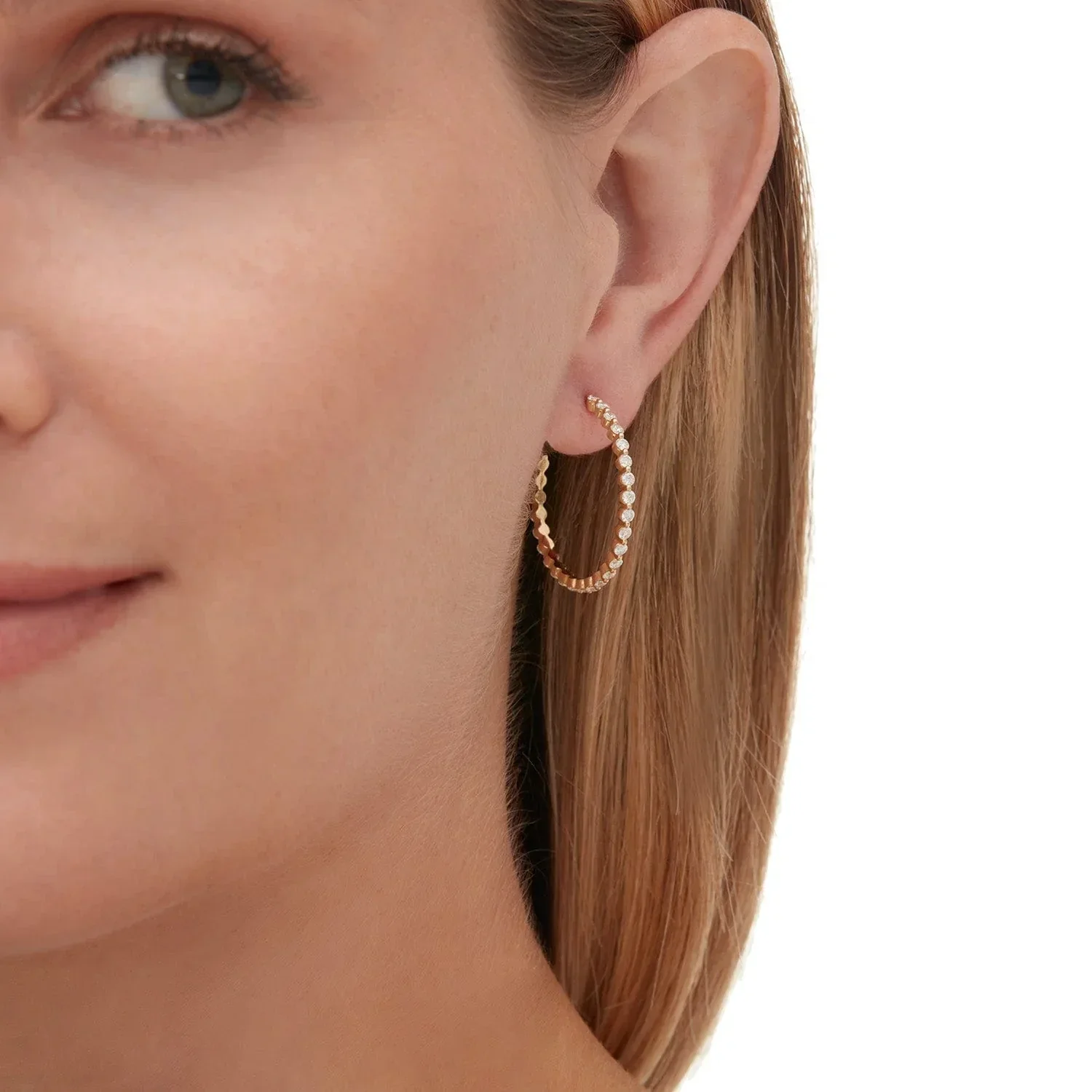 1.30ctw Diamond Cloud Hoop Earrings - Image 2