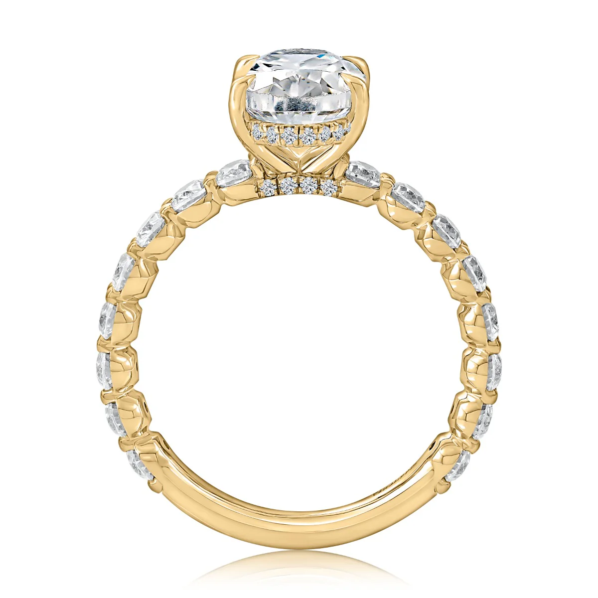 1.71ctw Hidden Halo Oval Center Engagement Ring - Image 3