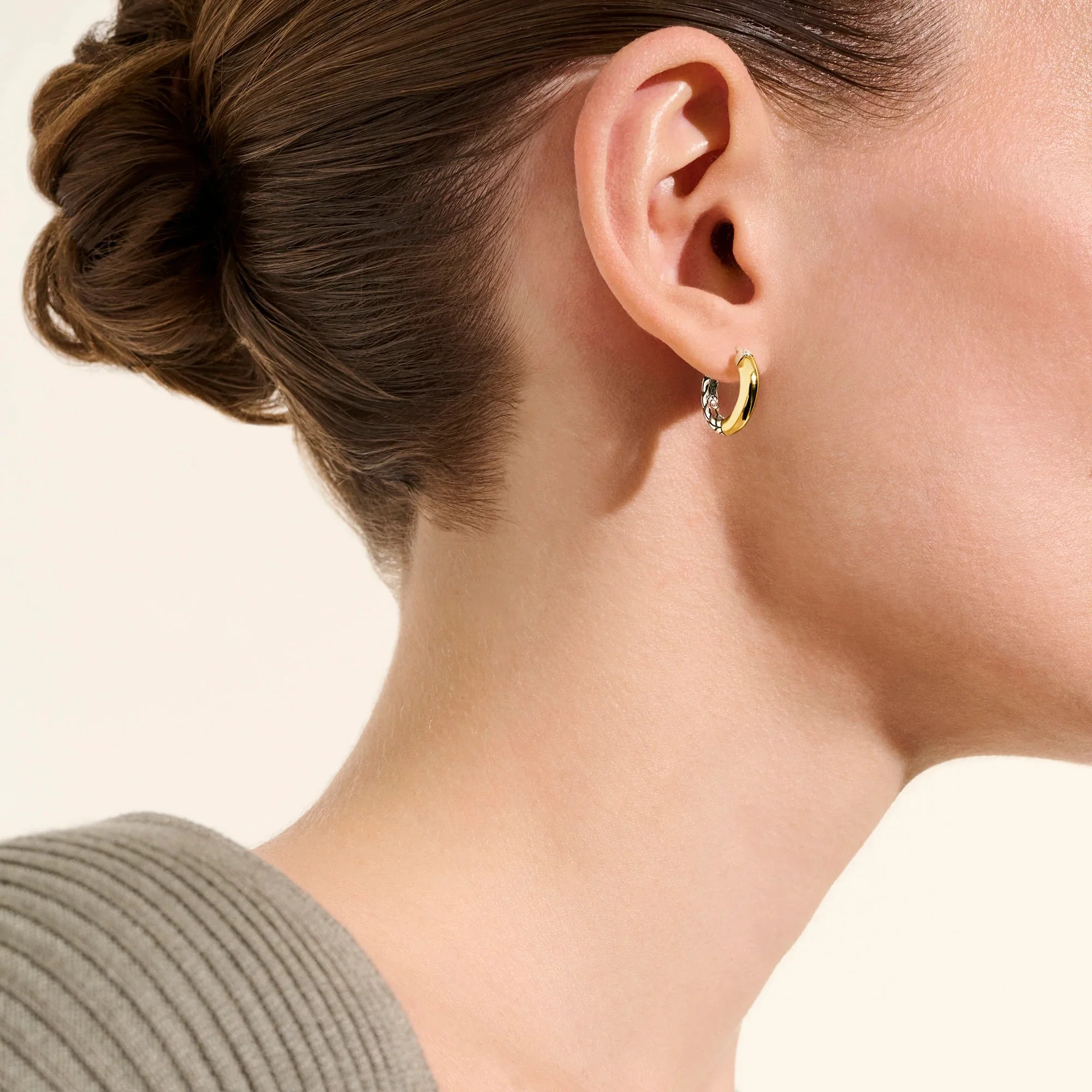 14K Gold and Sterling Silver Essential Hoop Earring | 10mm - Image 4