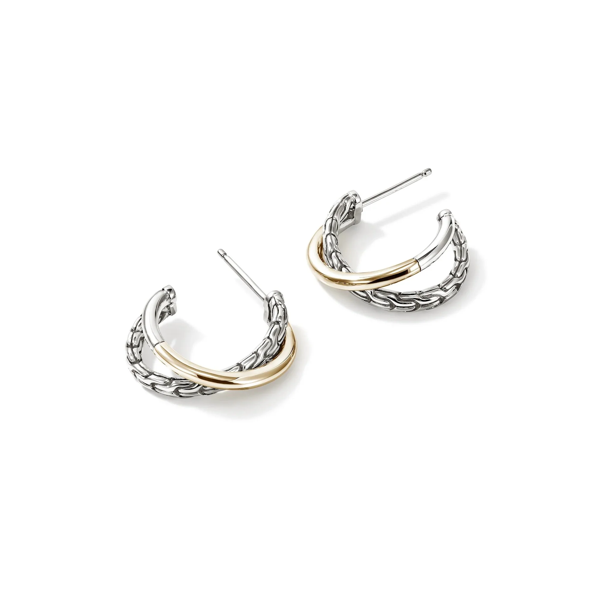 14K Gold and Sterling Silver Essential Crossover Hoop Earring | 20.5mm - Image 2
