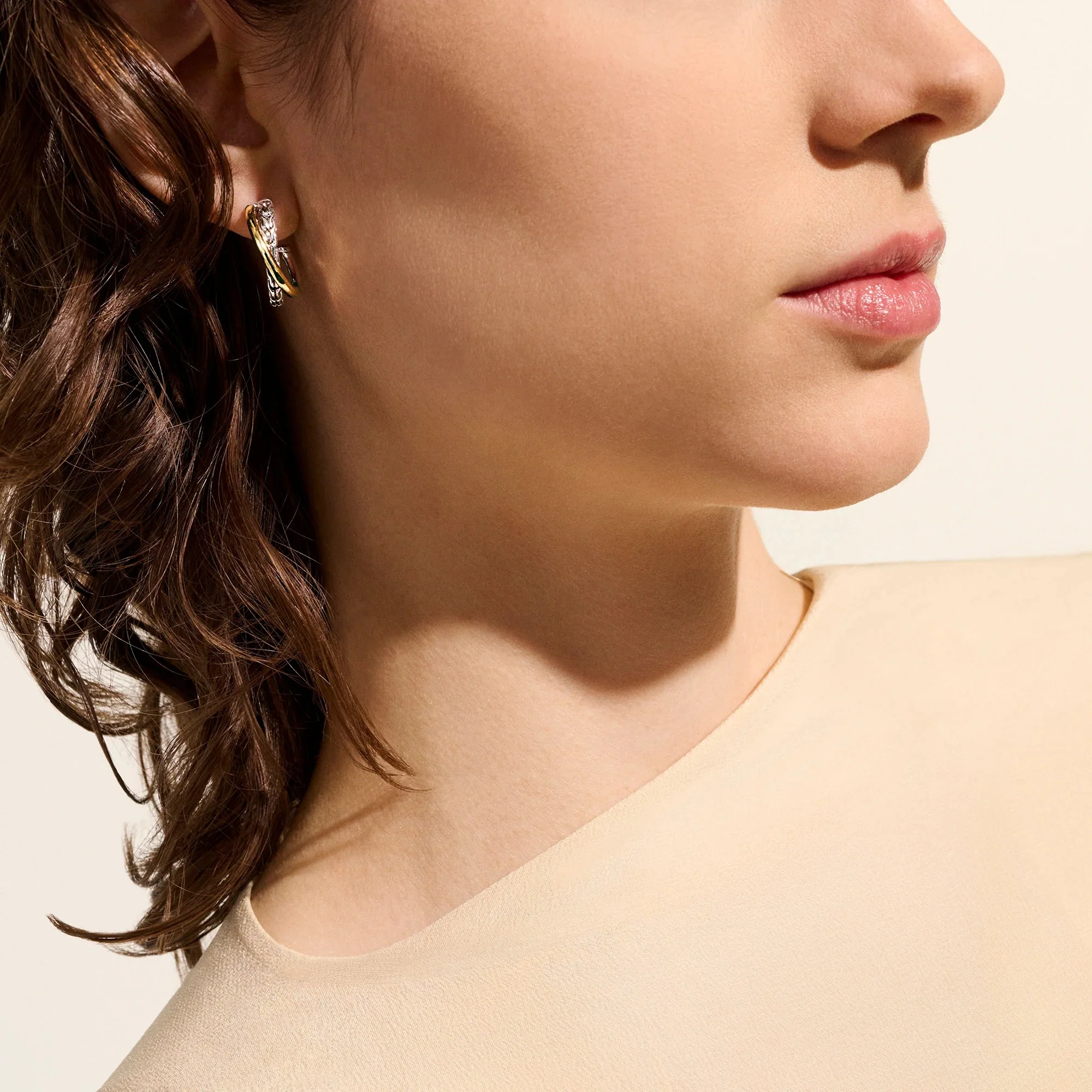14K Gold and Sterling Silver Essential Crossover Hoop Earring | 20.5mm - Image 3