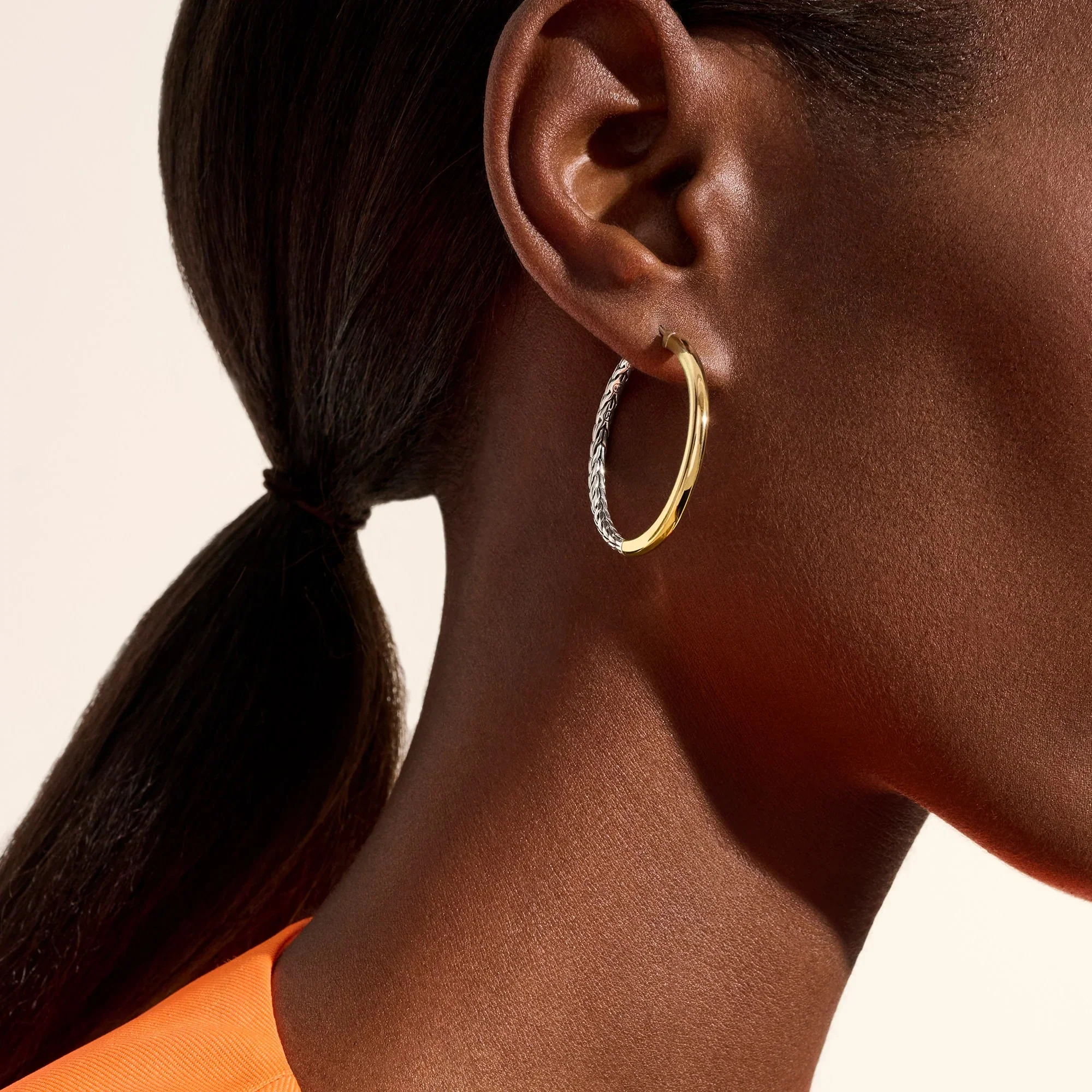 14K Gold and Sterling Silver Essential Hoop Earring | 34.5mm - Image 2