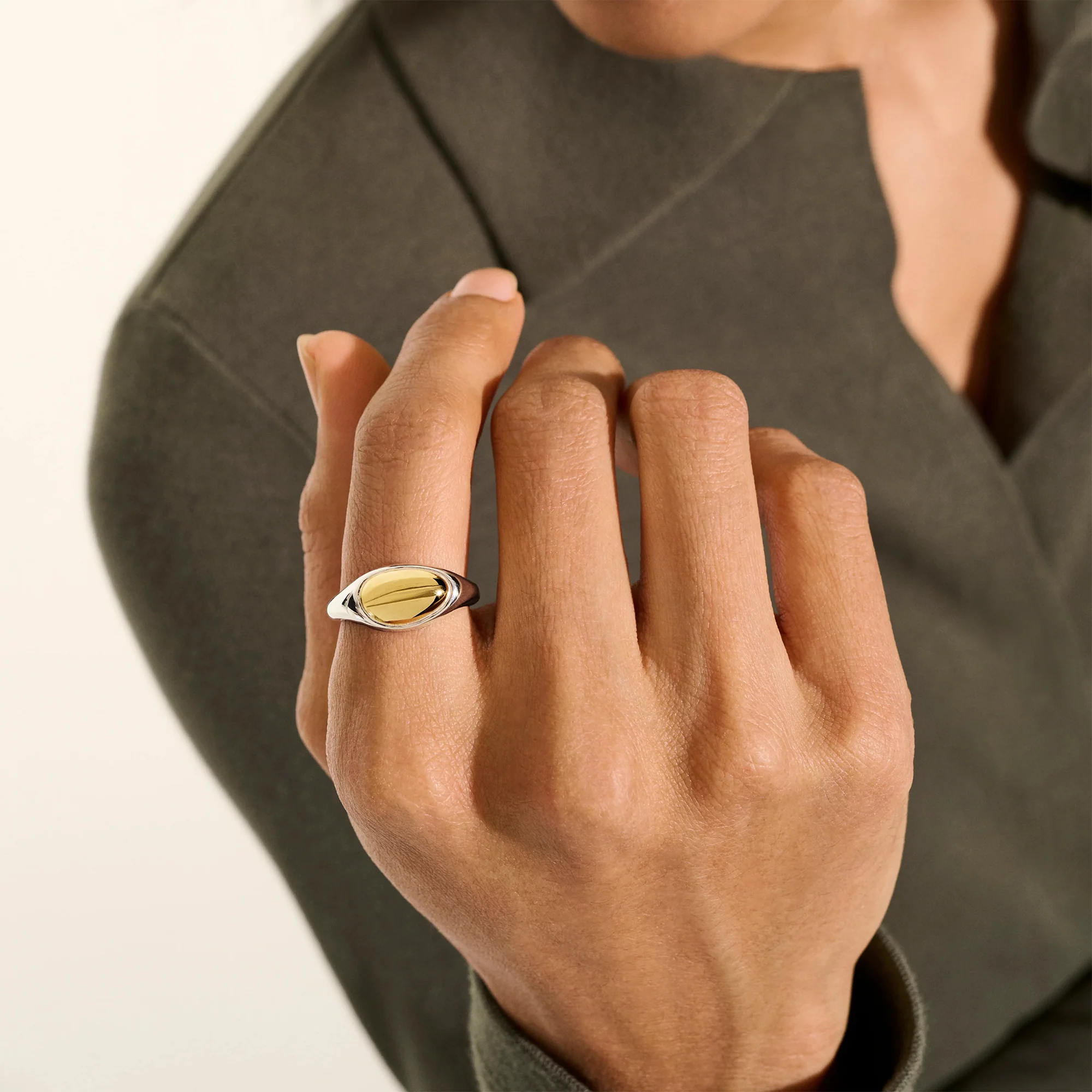 14K Gold & Sterling Silver Pebble Ring - Image 3