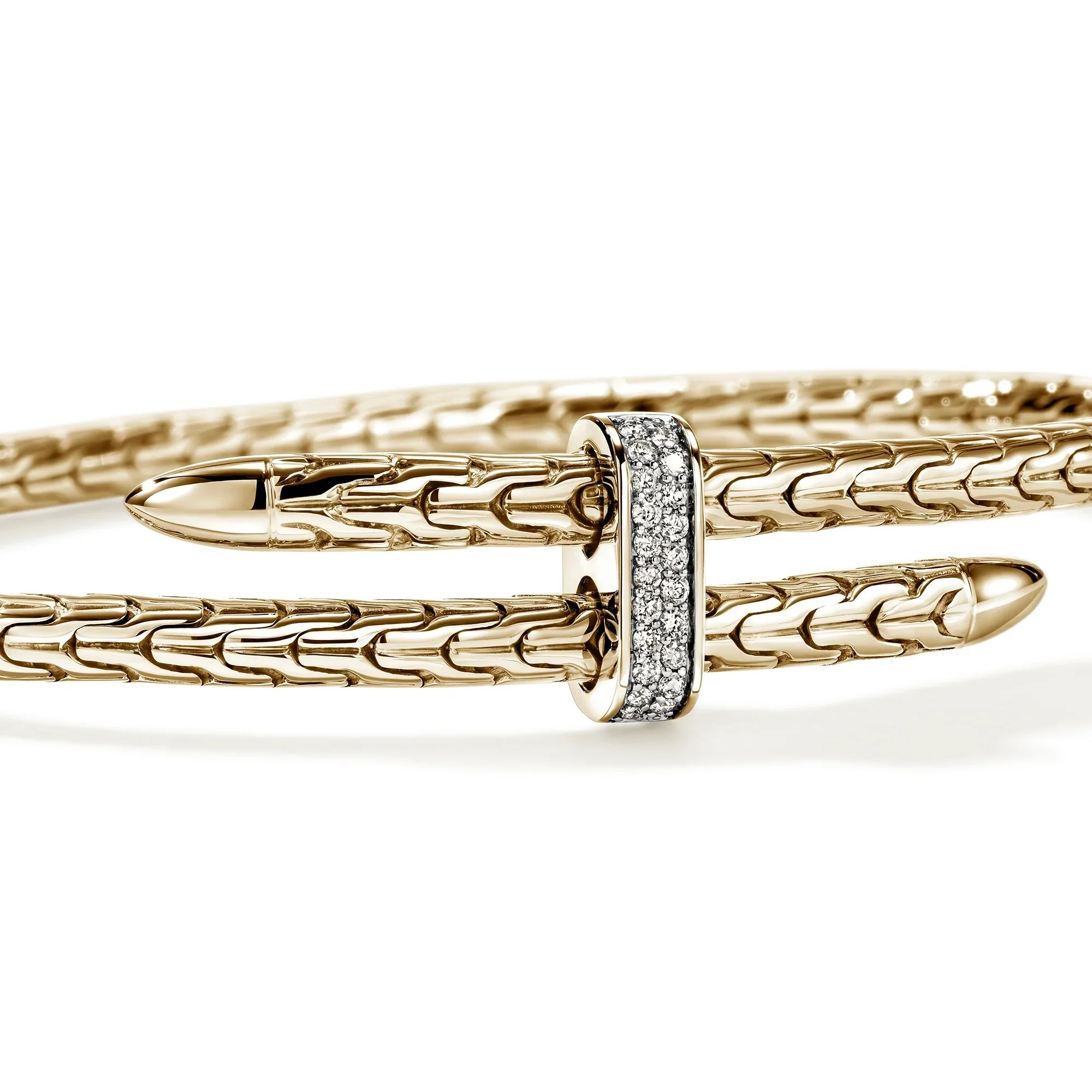 14K Yellow Gold Spear Flex Cuff With Diamonds - Image 2
