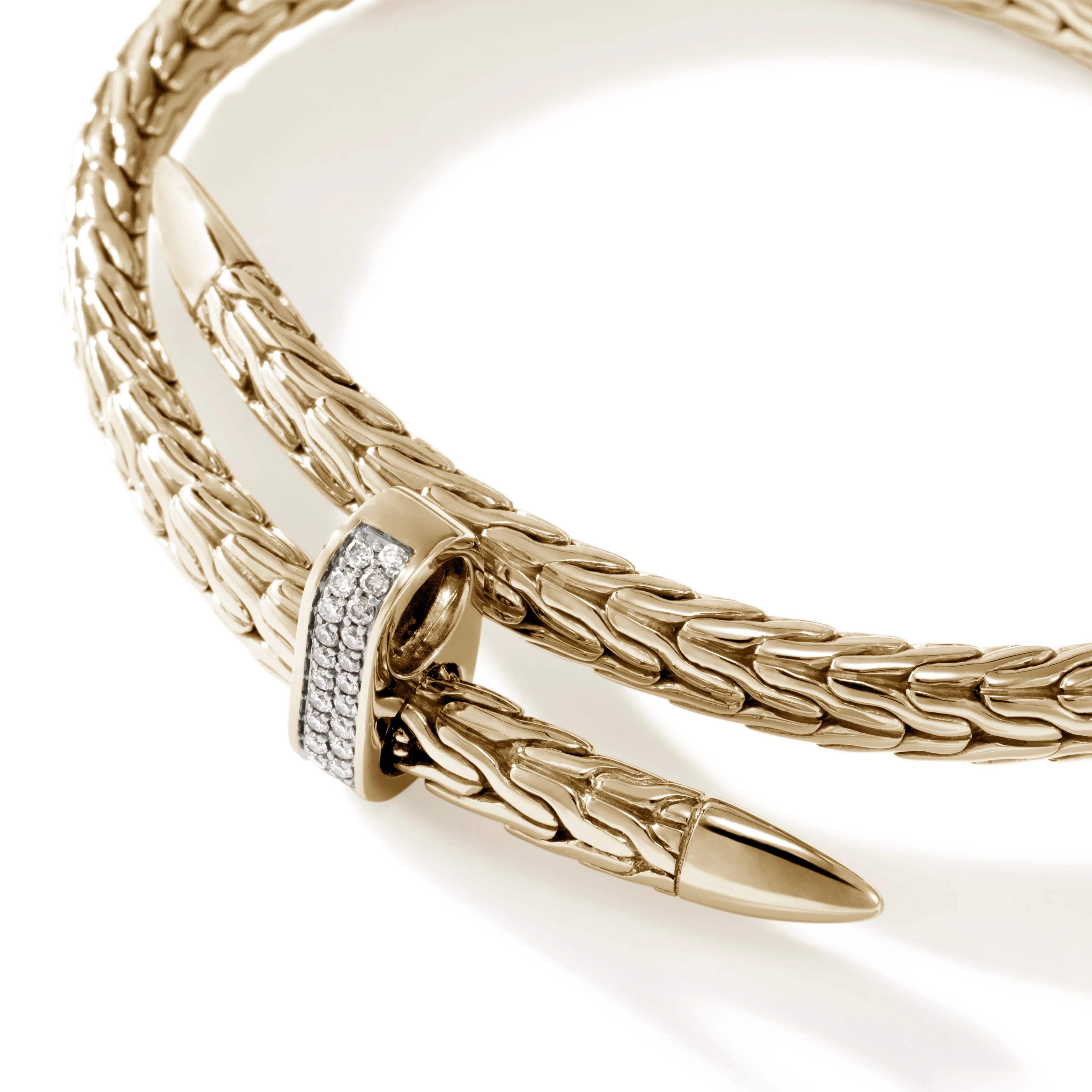 14K Yellow Gold Spear Flex Cuff With Diamonds - Image 2
