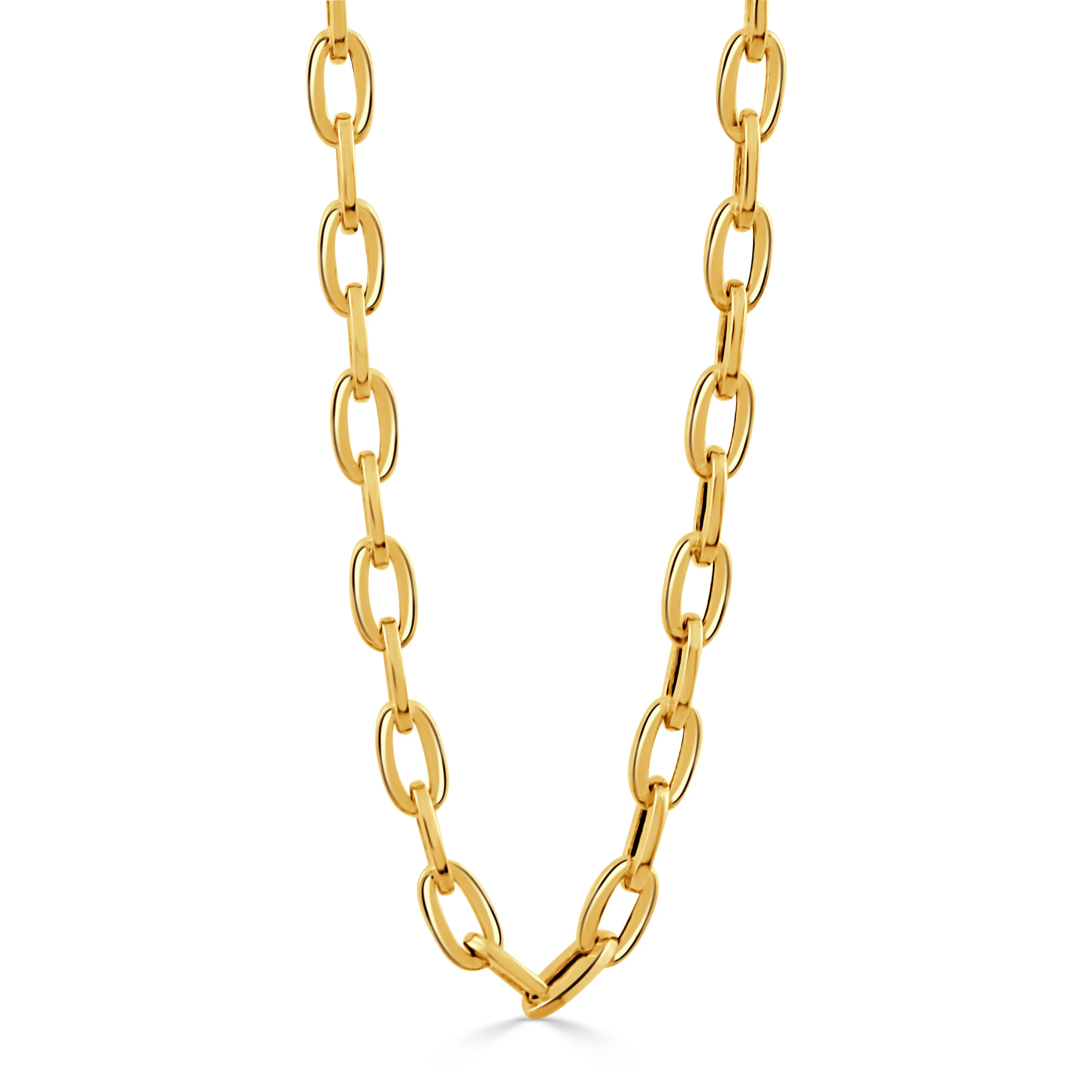 18K Gold 18" Flat Oval Link Chain